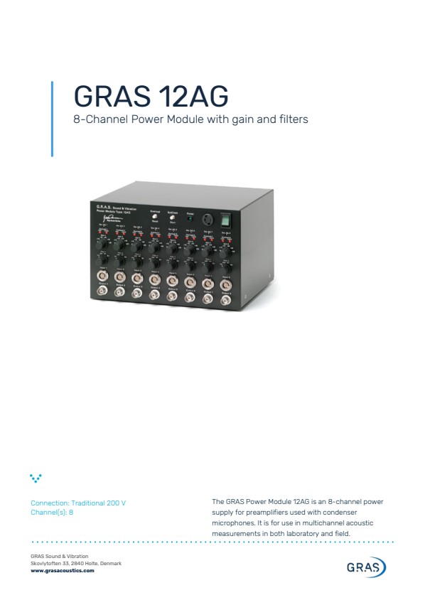 GRAS 12AG 게인 및 필터 기능이 포함된 8채널 전원 모듈
