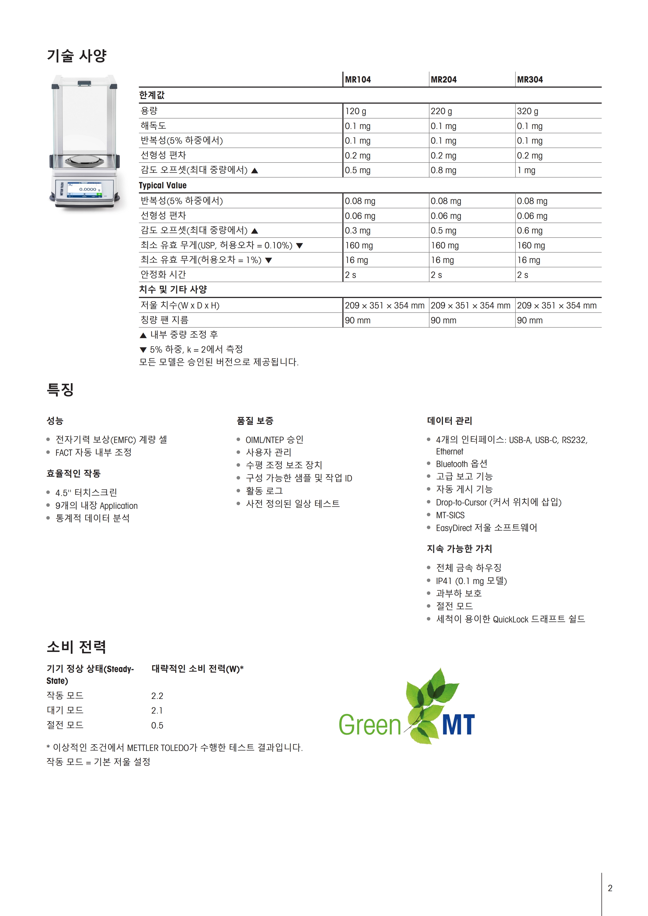 METTLER TOLEDO MR 분석 저울