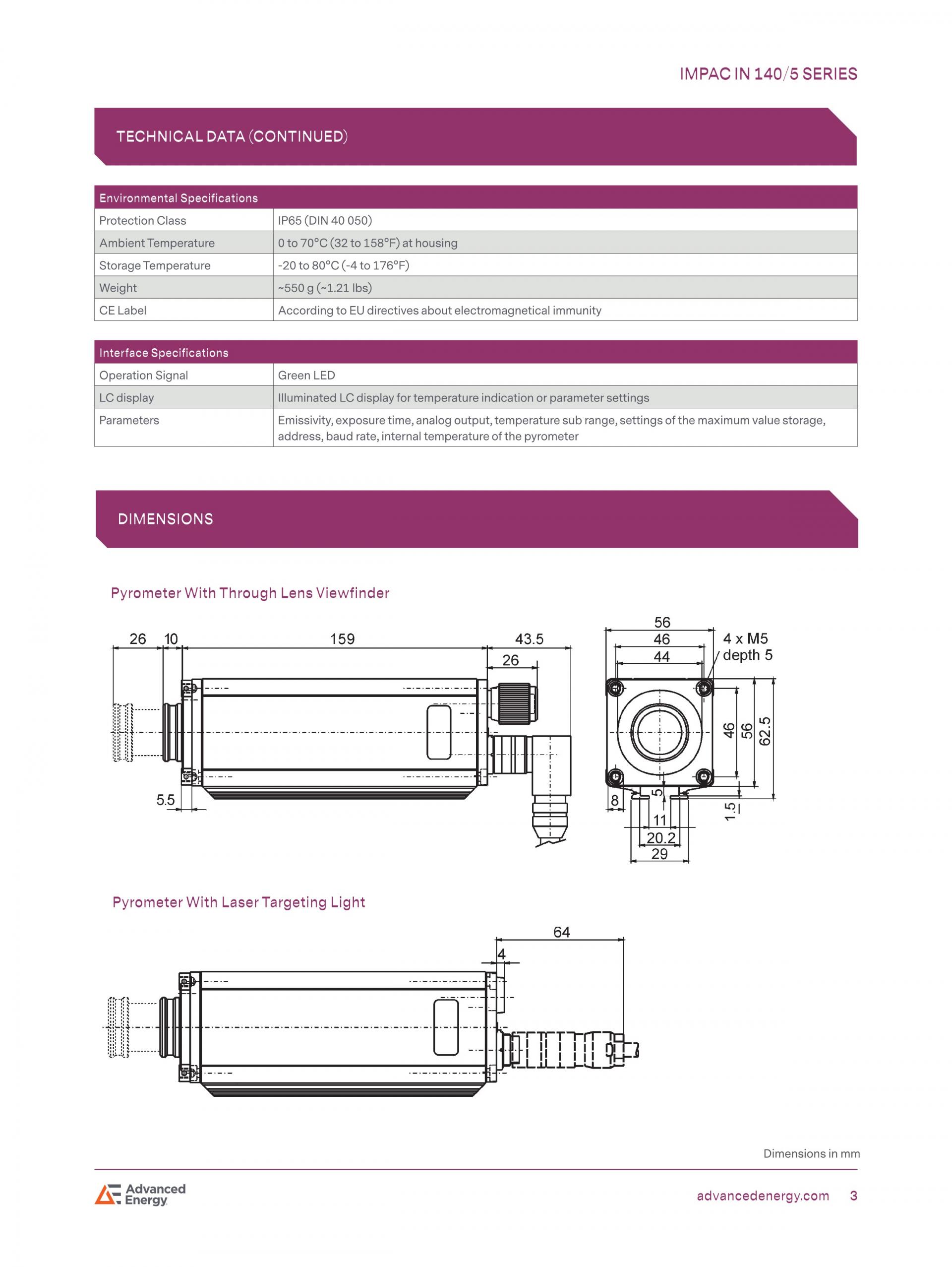 ADVANCED ENERGY 어드밴스드 에너지 IN 140/5-H 고온계 ☆ 가격문의
