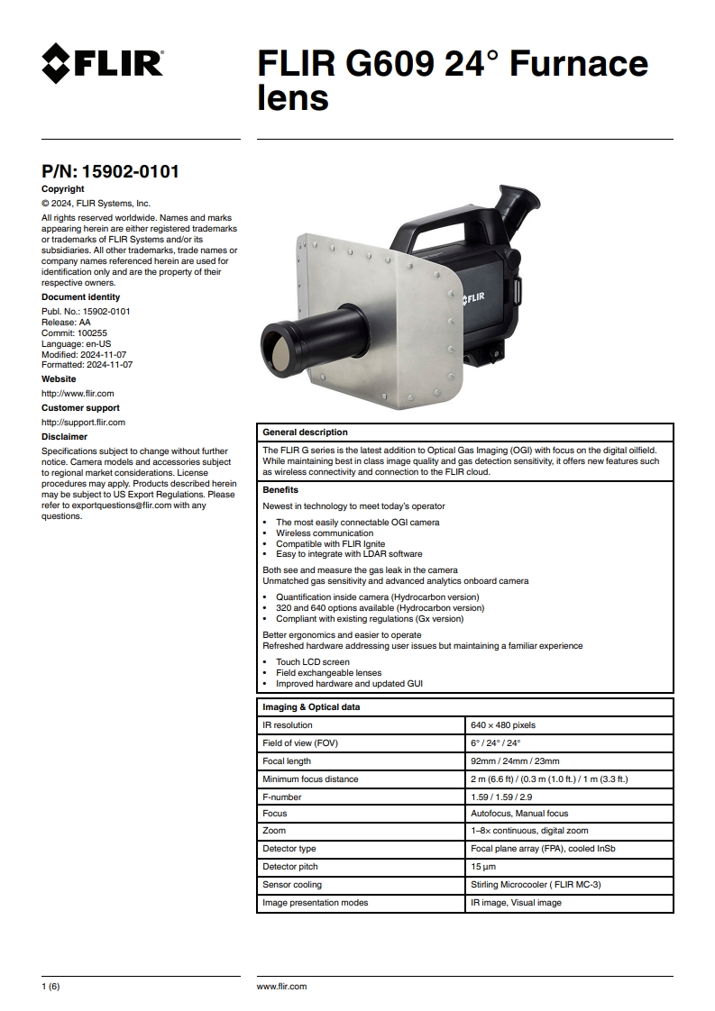 FLIR FLIR G609 고해상도 용광로 및 보일러 검사 카메라