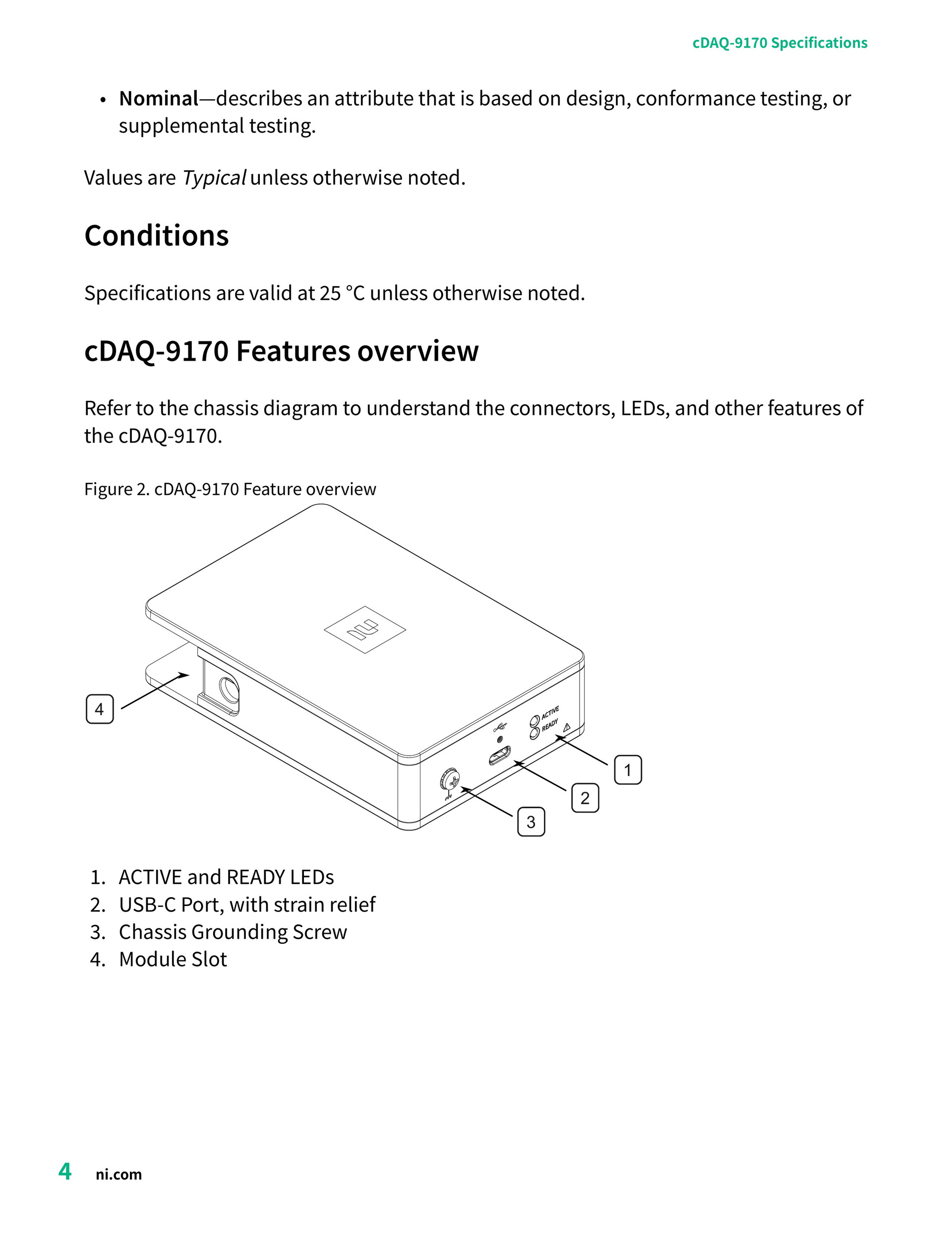 NI cDAQ-9170 데이터시트 4페이지