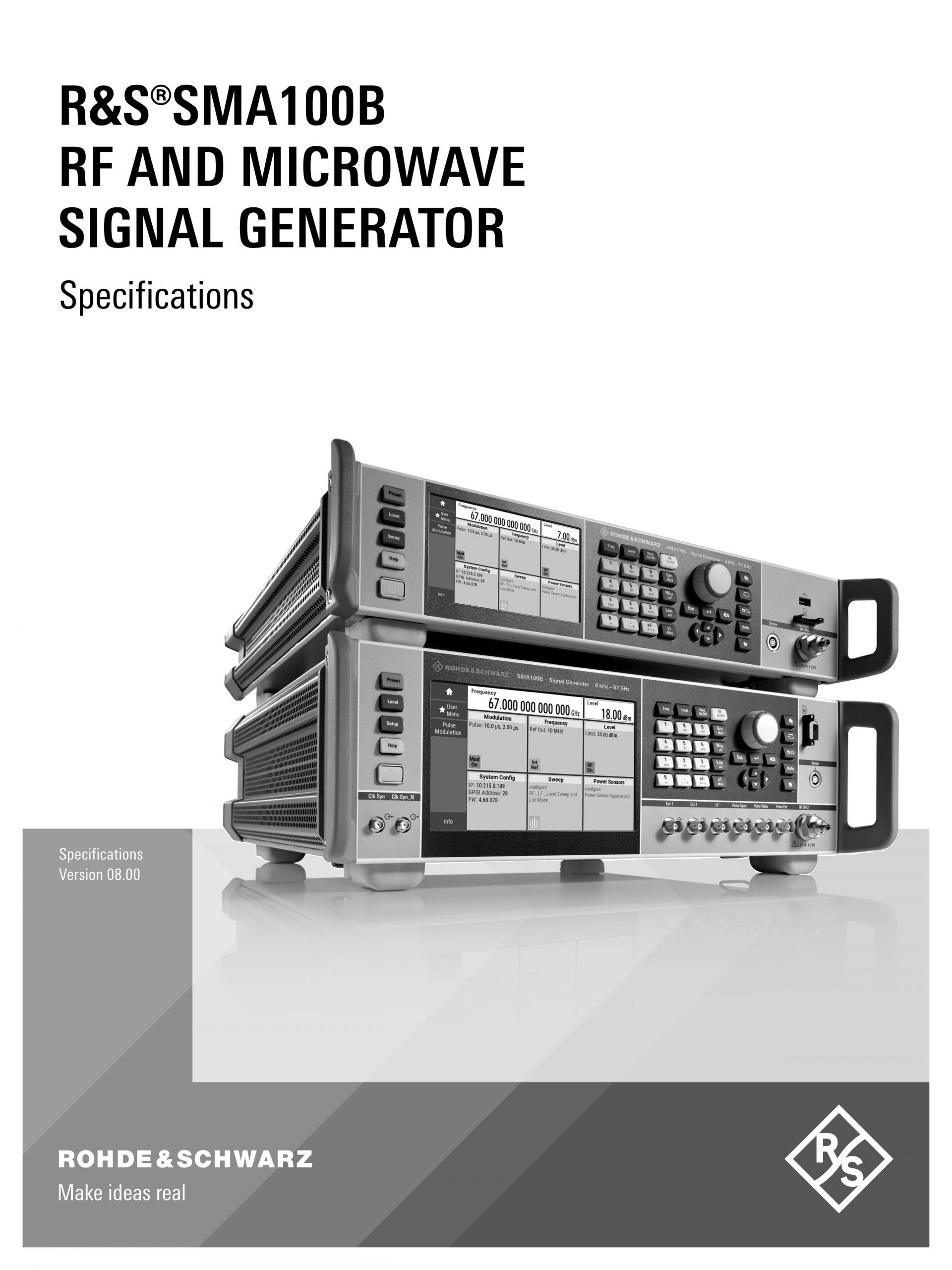 ROHDE & SCHWARZ 로데슈바르츠 SMA100B RF 및 Microwave 신호 발생기 ☆ 가격문의