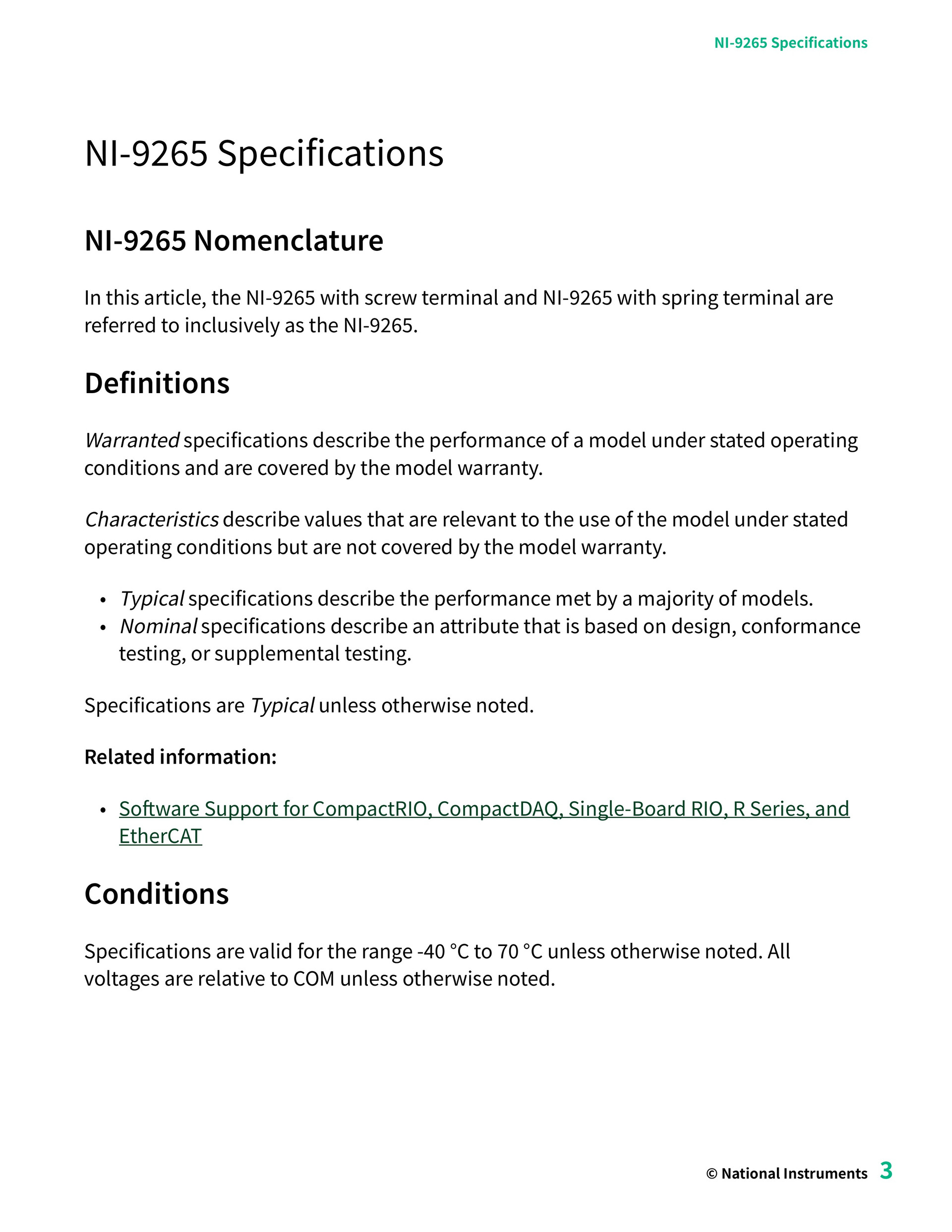 NI-9265 데이터시트 3페이지