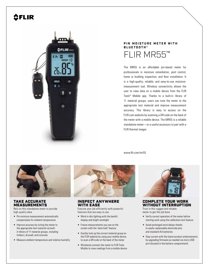 FLIR MR55 블루투스 기능이 있는 핀 타입 수분 측정기