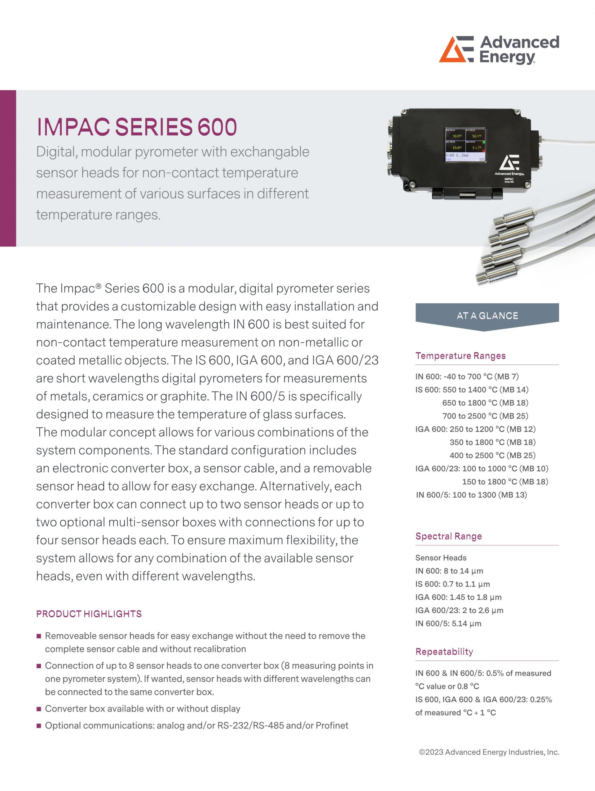 ADVANCED ENERGY 어드밴스드 에너지 SERIES 600 고온계 ☆ 가격문의