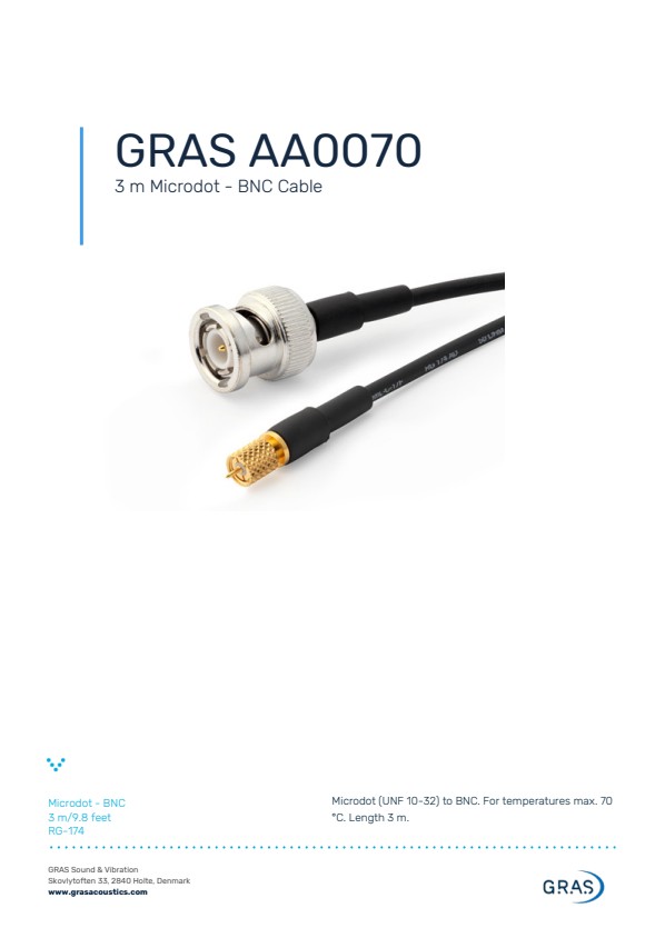 GRAS AA0070 3m 마이크로닷-BNC 케이블