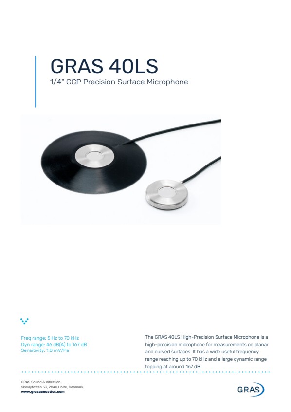 GRAS 40LS 1/4D인치 CCP 정밀 표면 마이크로폰