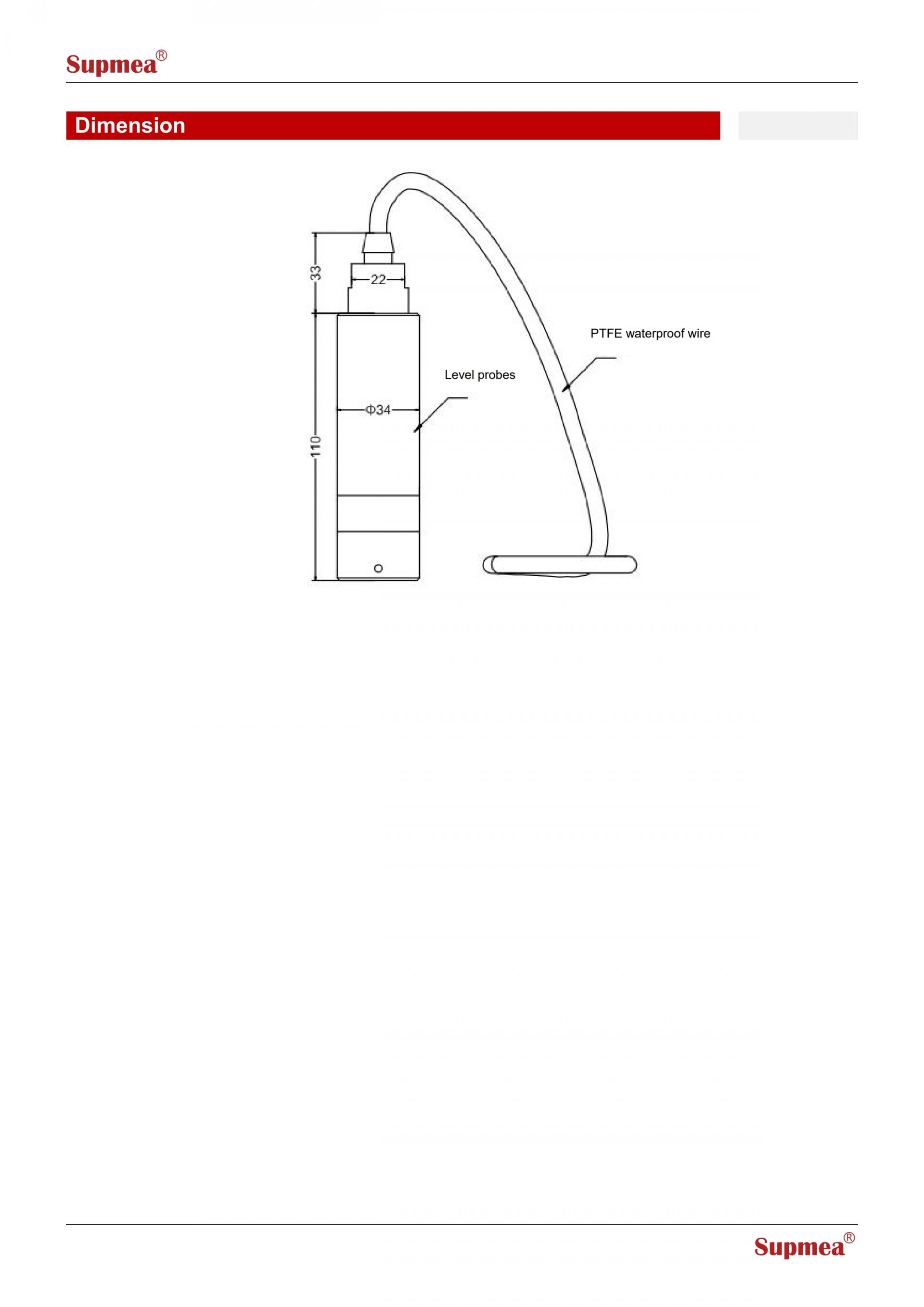 SUPMEA SUP-P262-B PTFE 수중 레벨 측정기