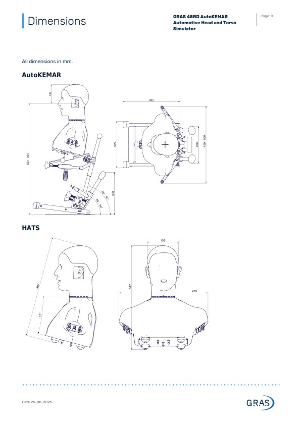 GRAS 45BD AutoKEMAR 자동차용 Head & Torso 시뮬레이터