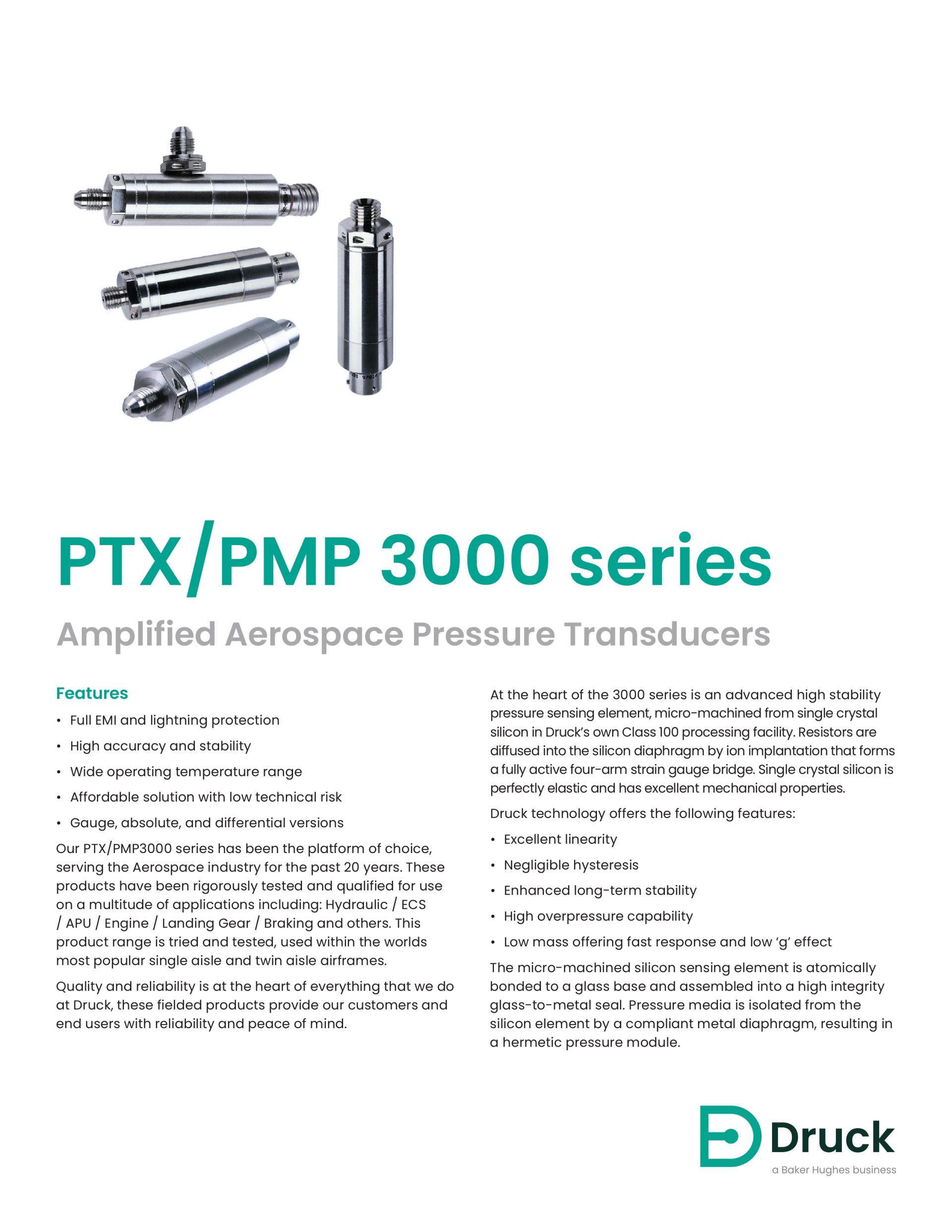 DRUCK PTX/PMP 3000 series 증폭형 항공우주 압력 변환기
