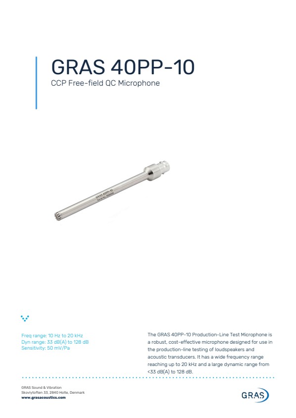 GRAS 40PP-10 CCP 자유음장 QC 마이크로폰