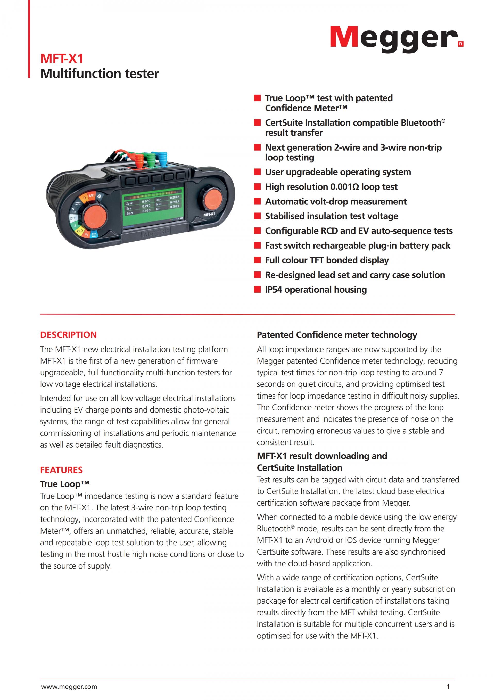 MEGGER MFT-X1 다기능 테스터