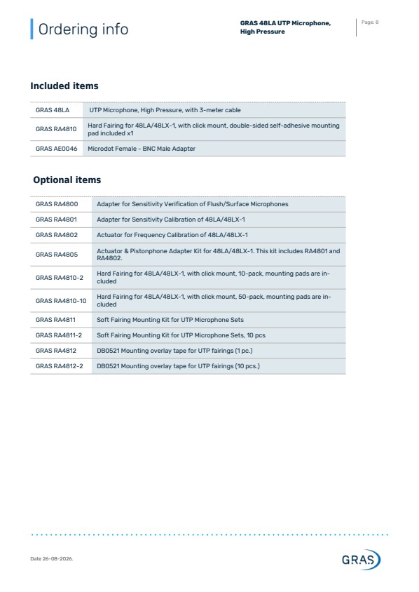 GRAS 48LA 고압 UTP 마이크