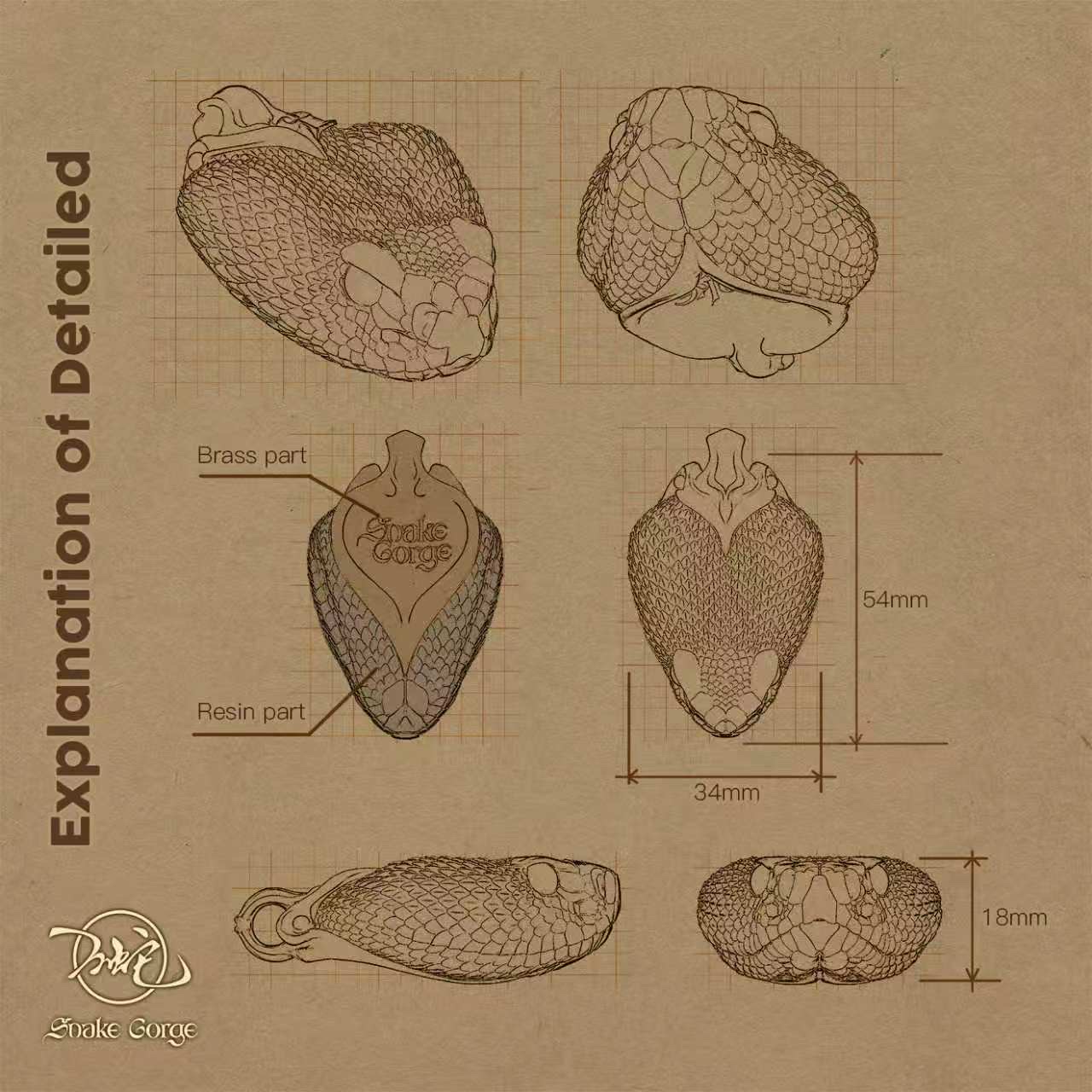 (예약 상품) Snake Gorge스튜디오 동부다이아몬드방울뱀 펜던트