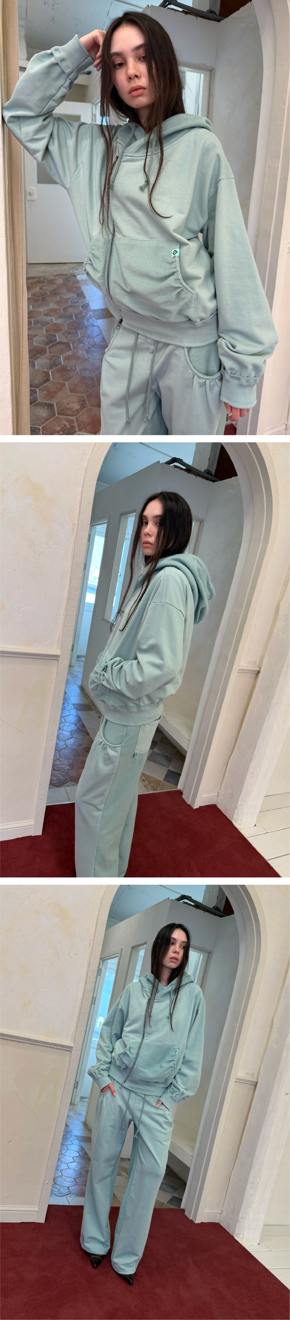 RAW EDGE ASYM SWEAT SET-UP / mint