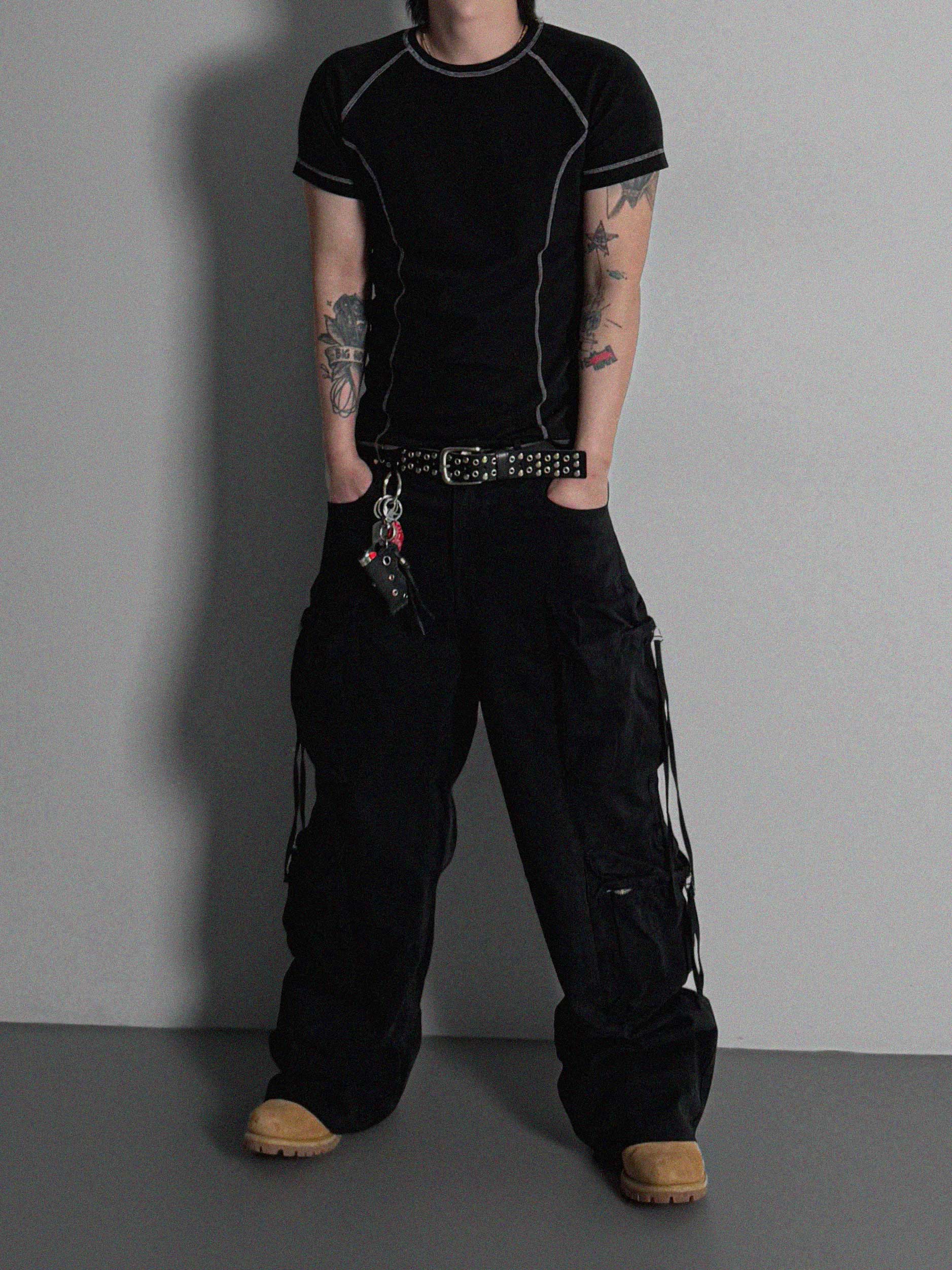 Slim stitch muscle half t