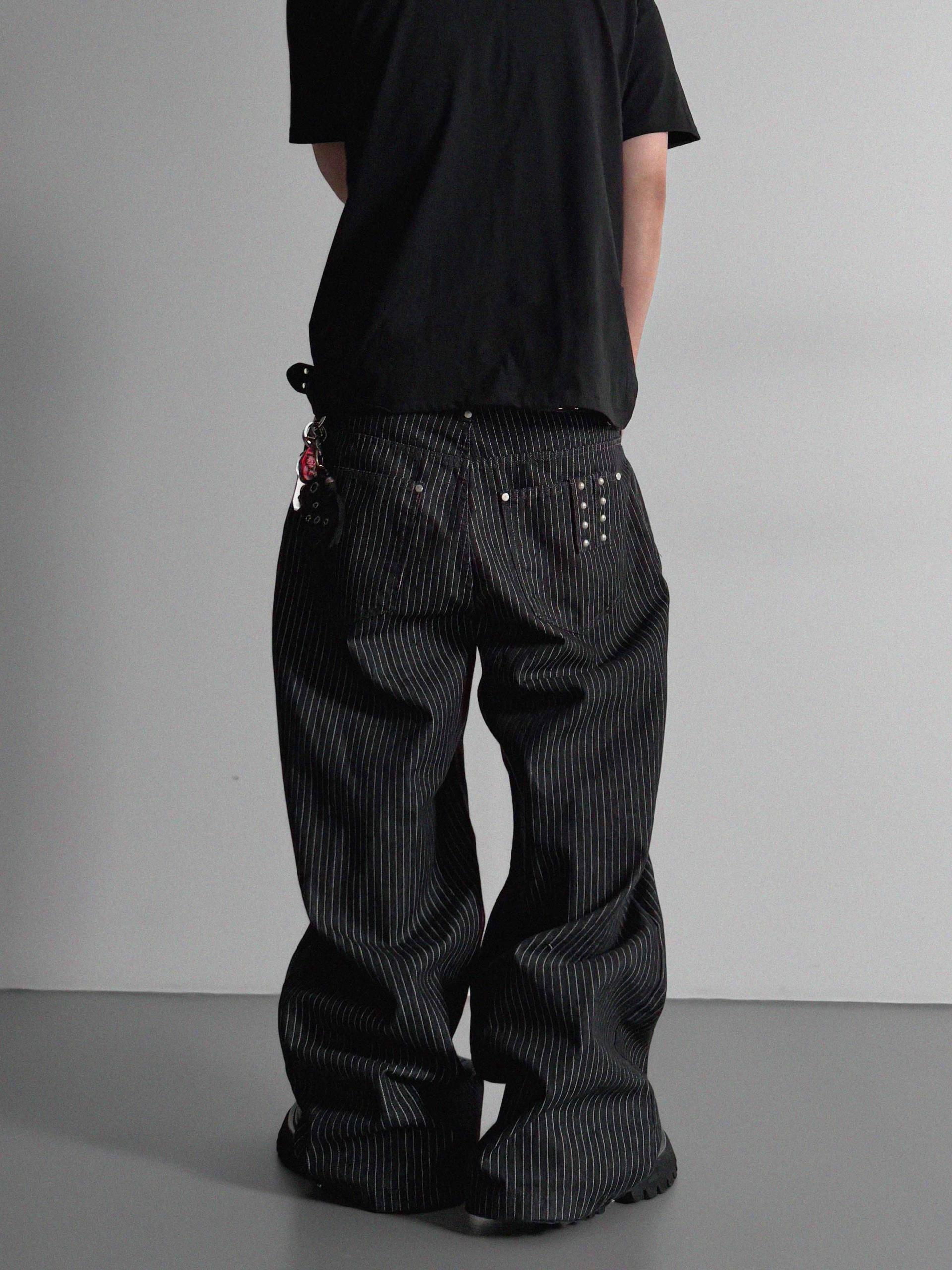 Stripe rivet non-faded pants