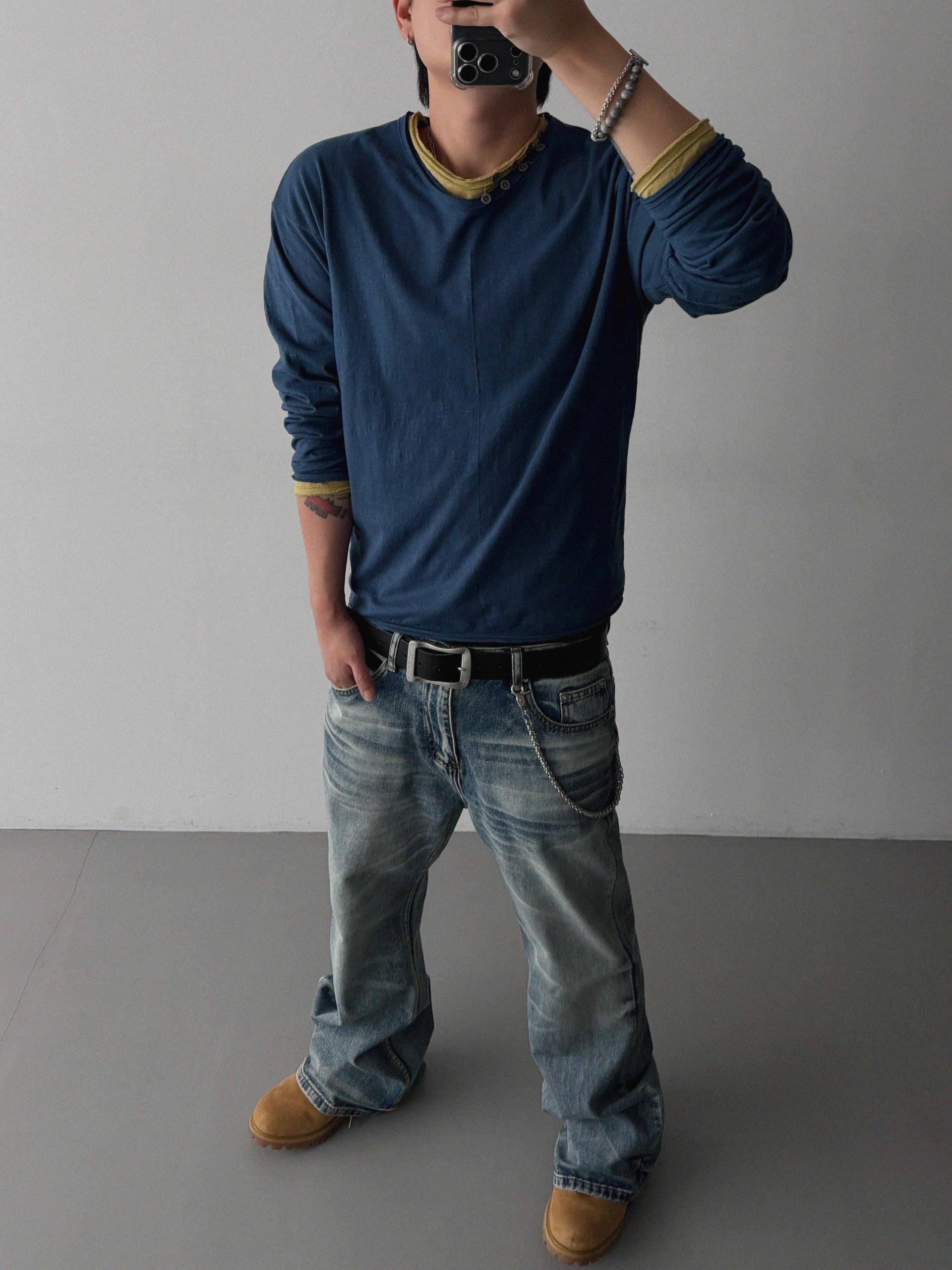 Mobe sand flare denim pants