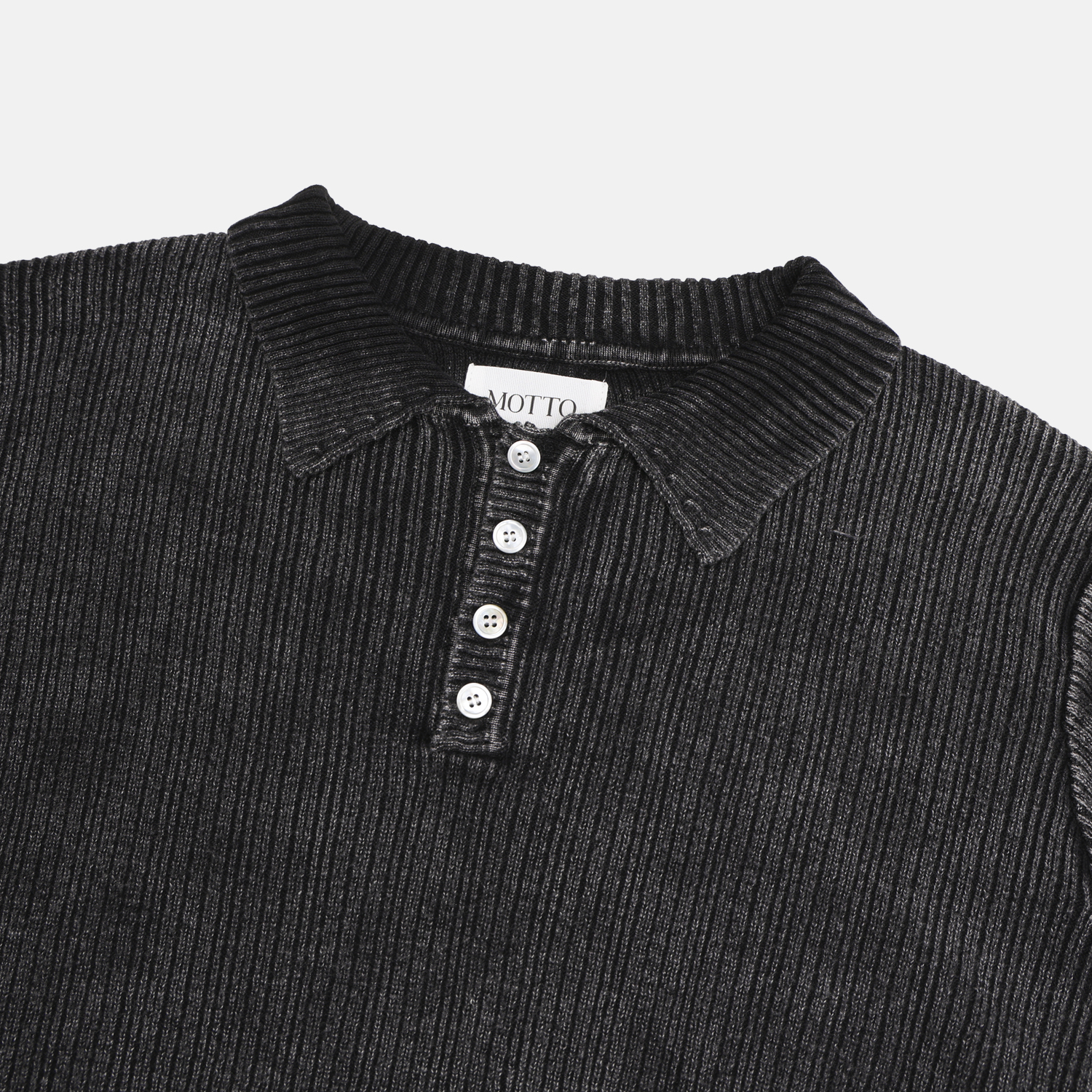 Garments ribbed collar muscle half T