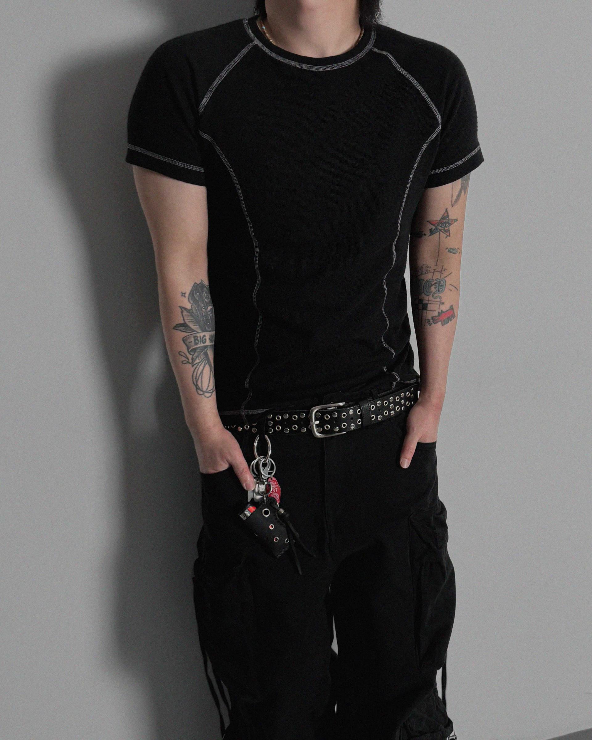 Slim stitch muscle half t