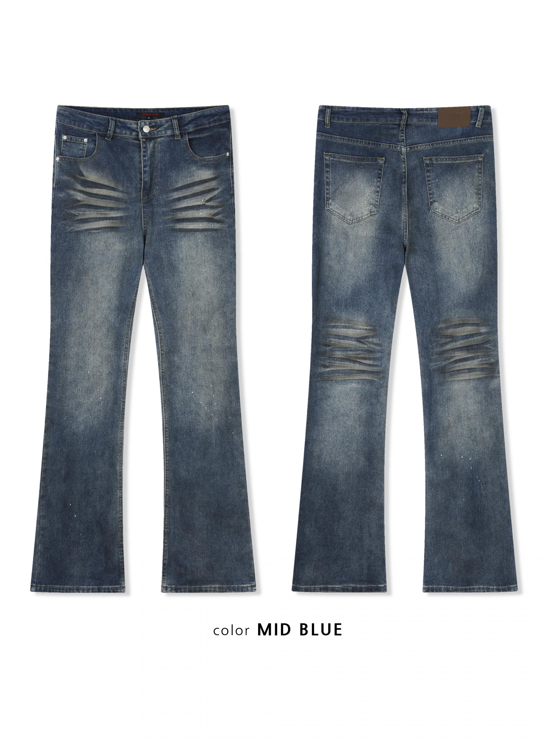 Dirty washed sagging flare jeans