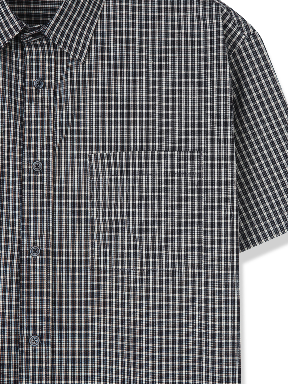 Grid check crop half shirt