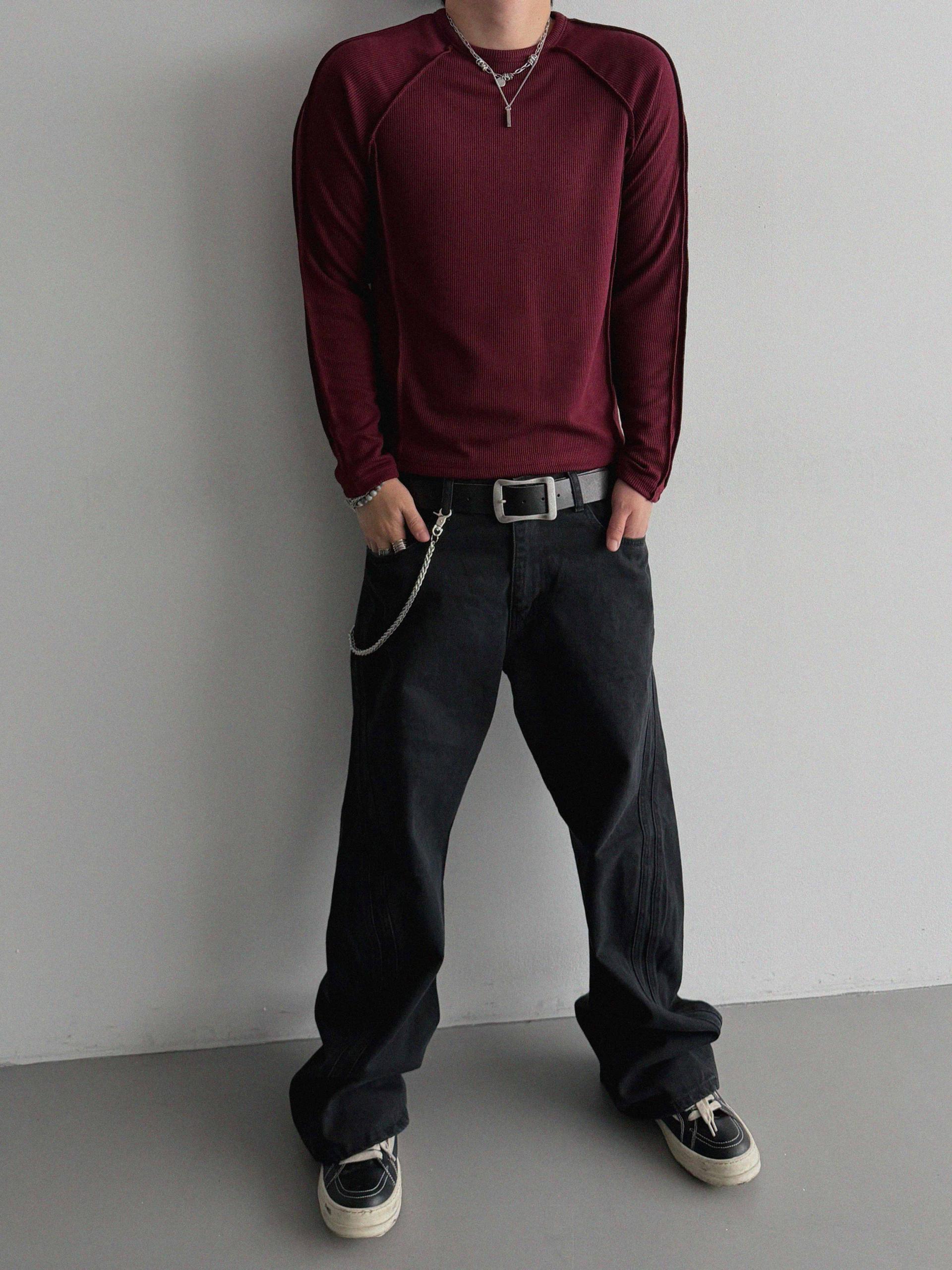 Outside Incision ribbed slim t