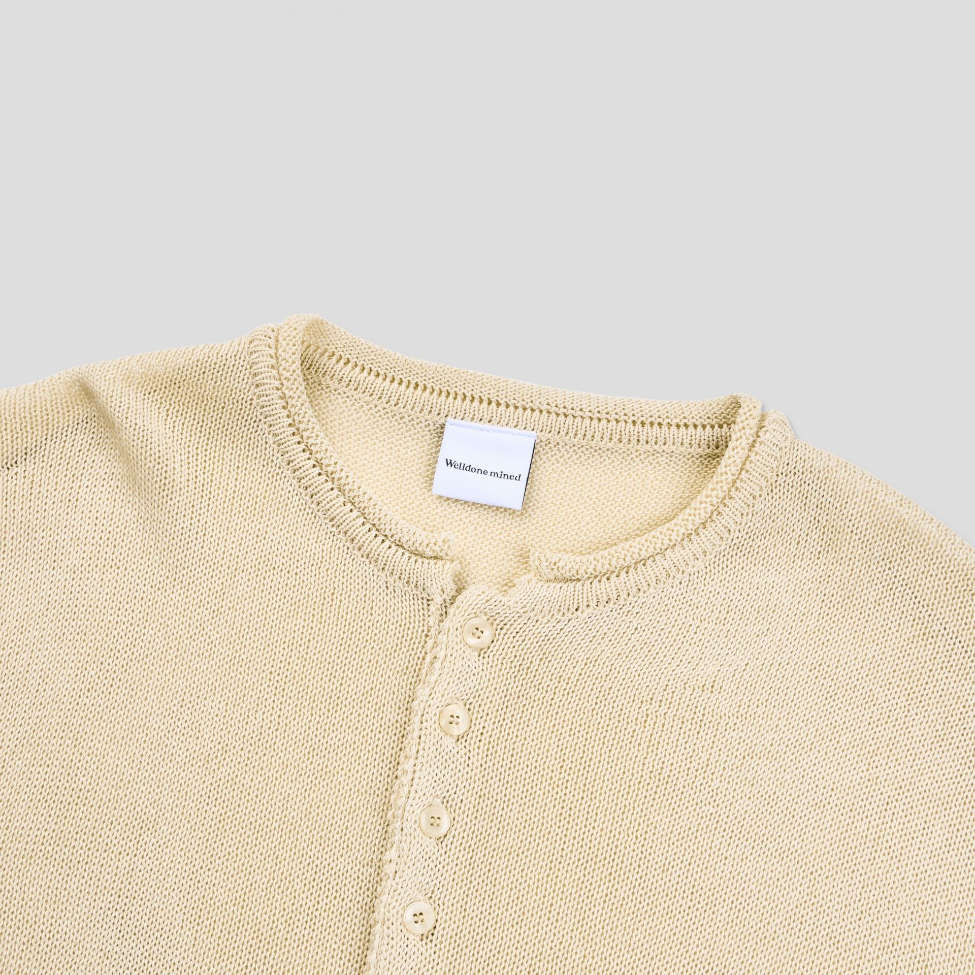 Summer henley neck see-through knit