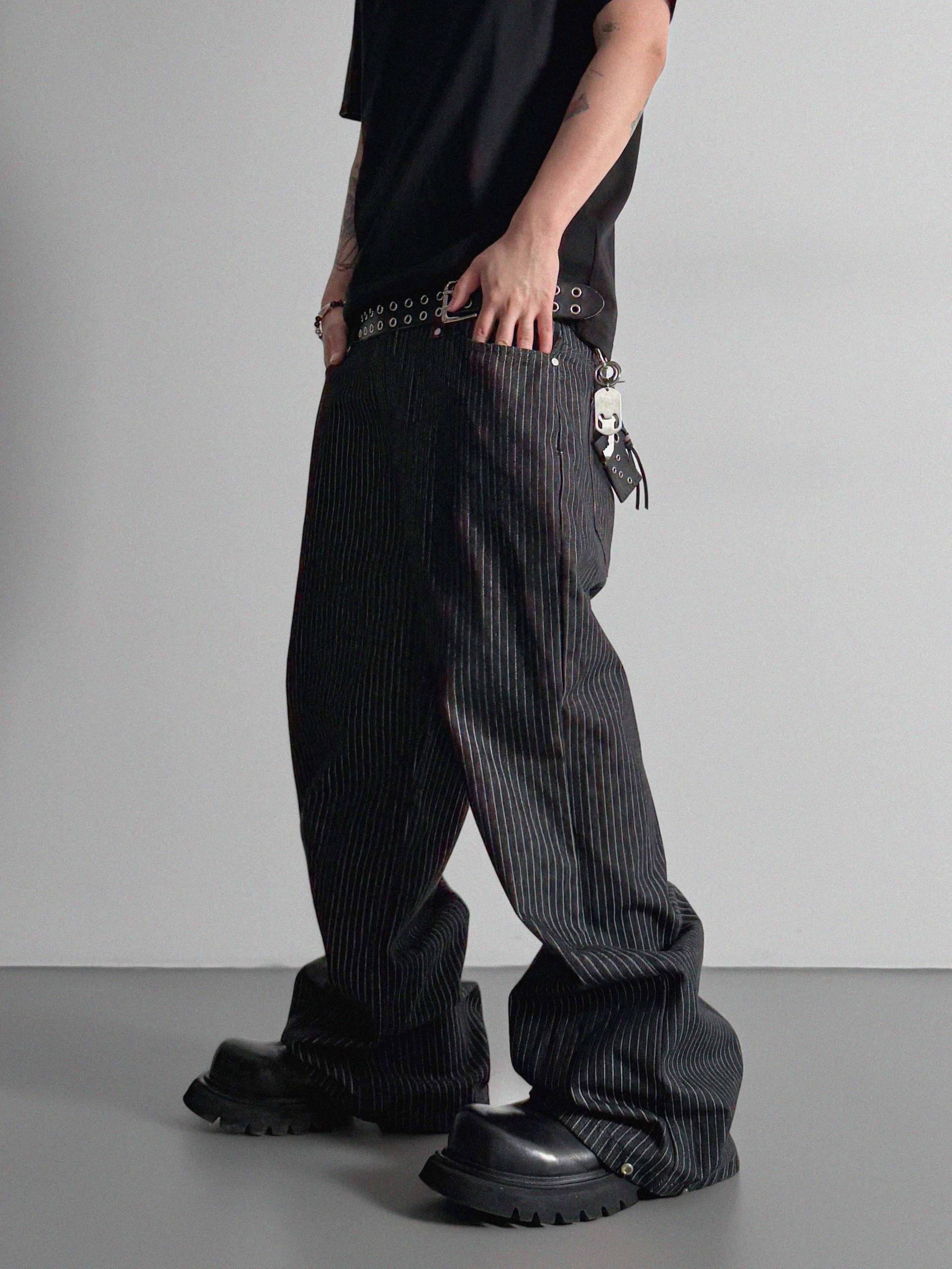 Stripe rivet non-faded pants