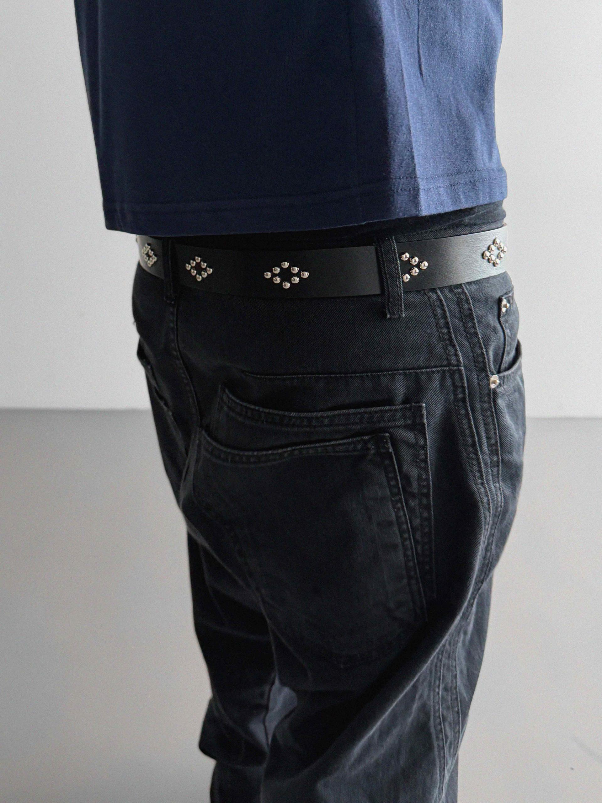 Diamond stud 35 leather belt
