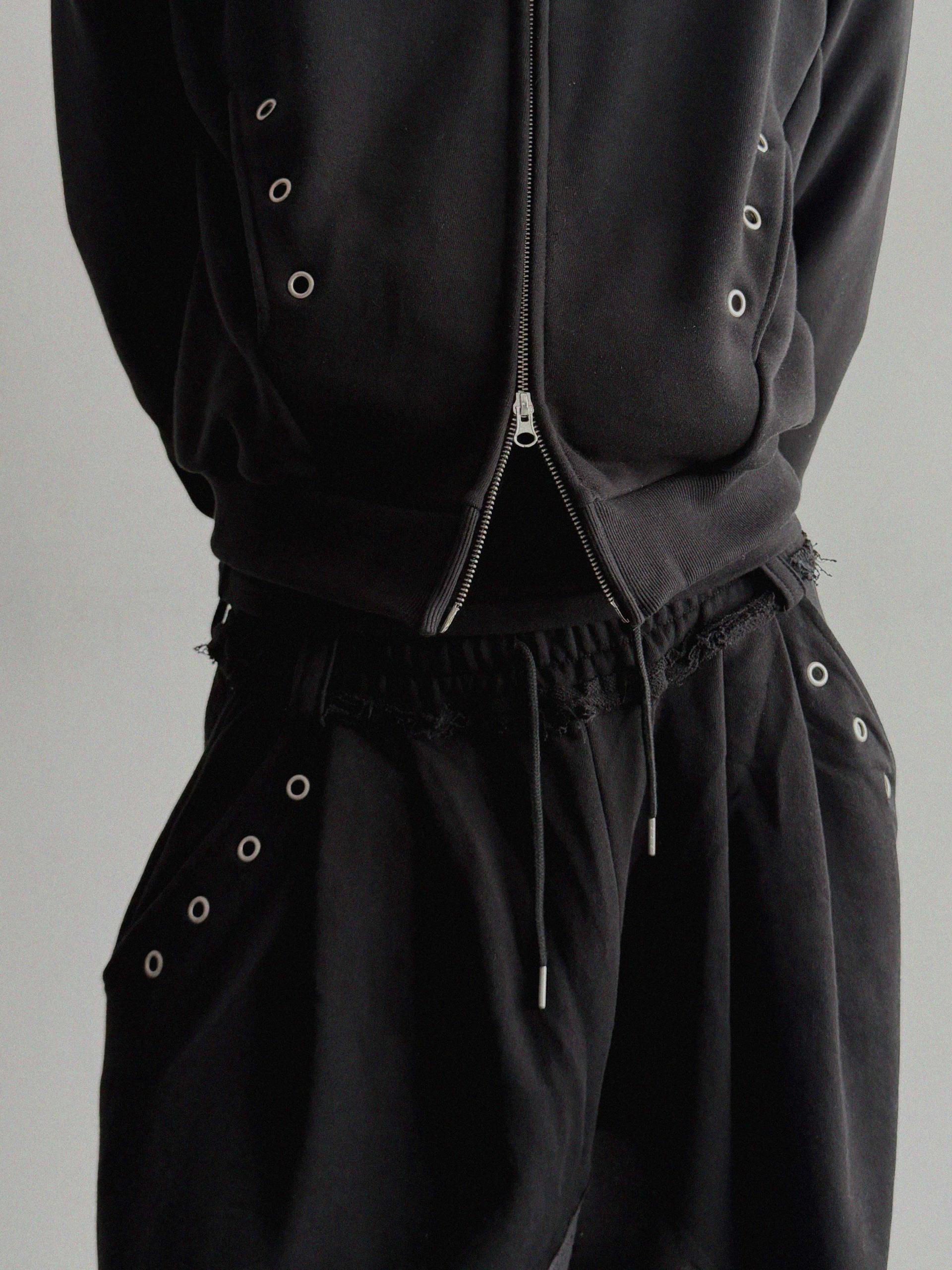 Color blocked eyelet wide sweat pants