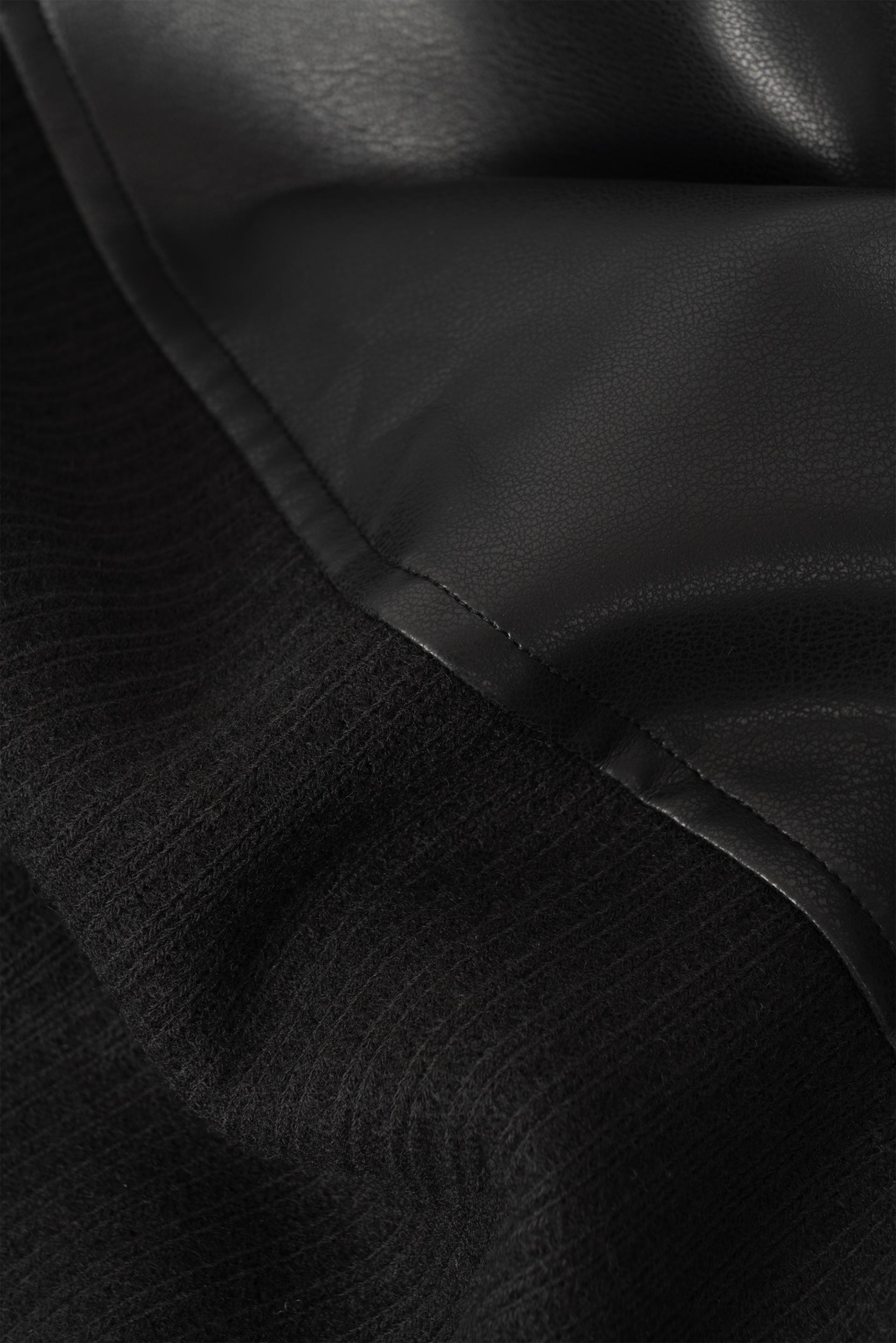 Shadow leather panel knit zip-up
