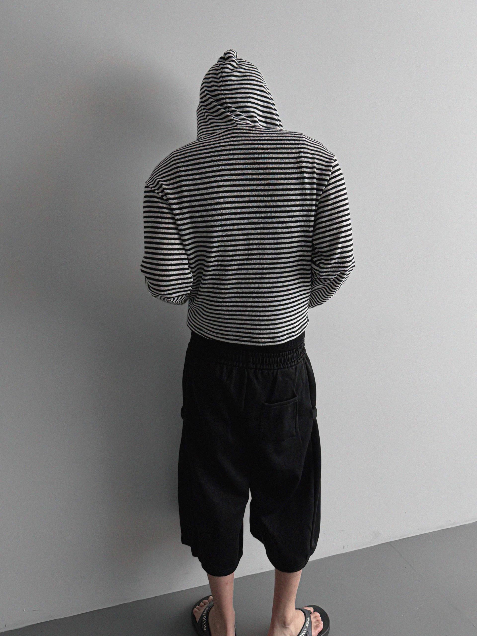 Seide stripe crop hood zip-up