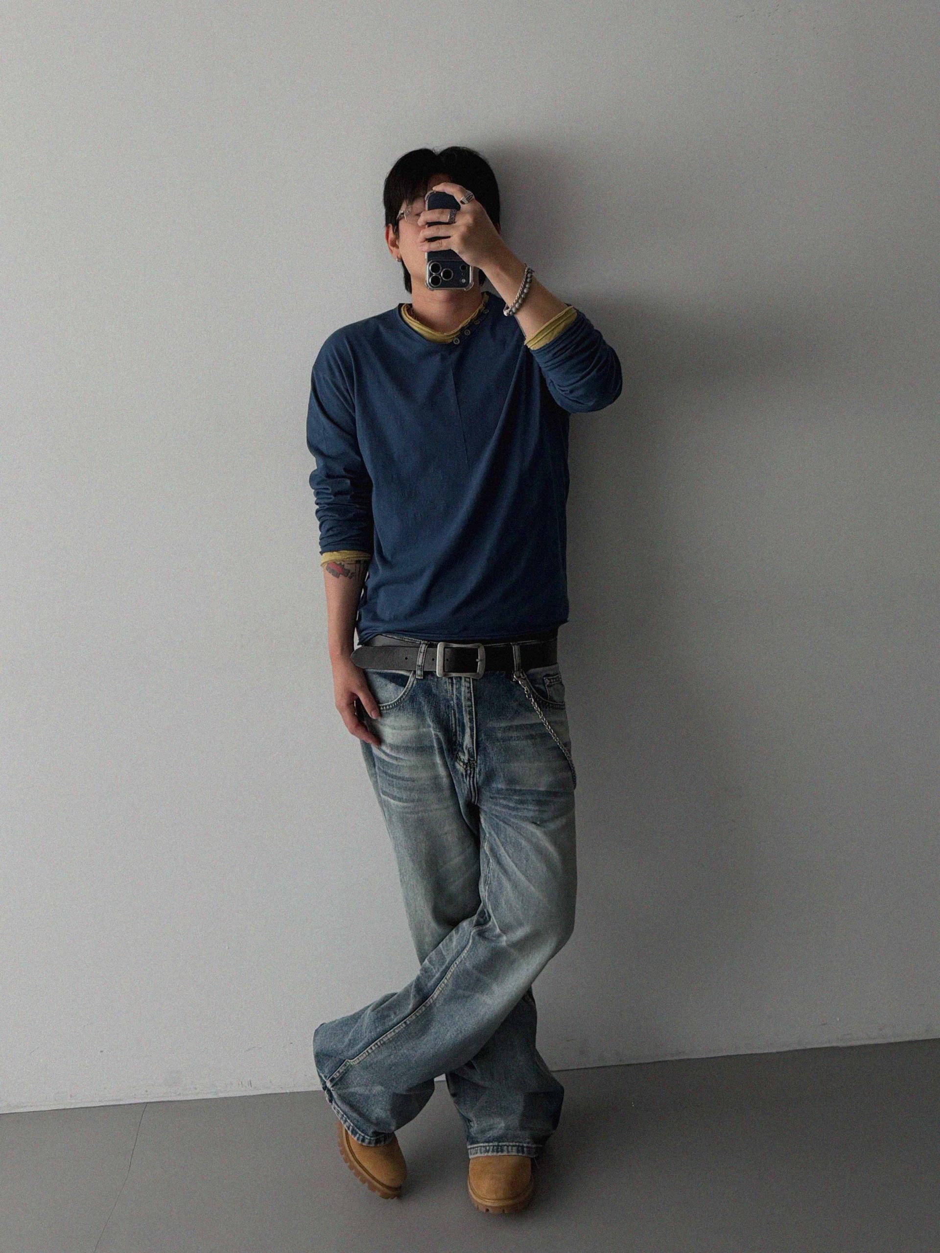 Mobe sand flare denim pants