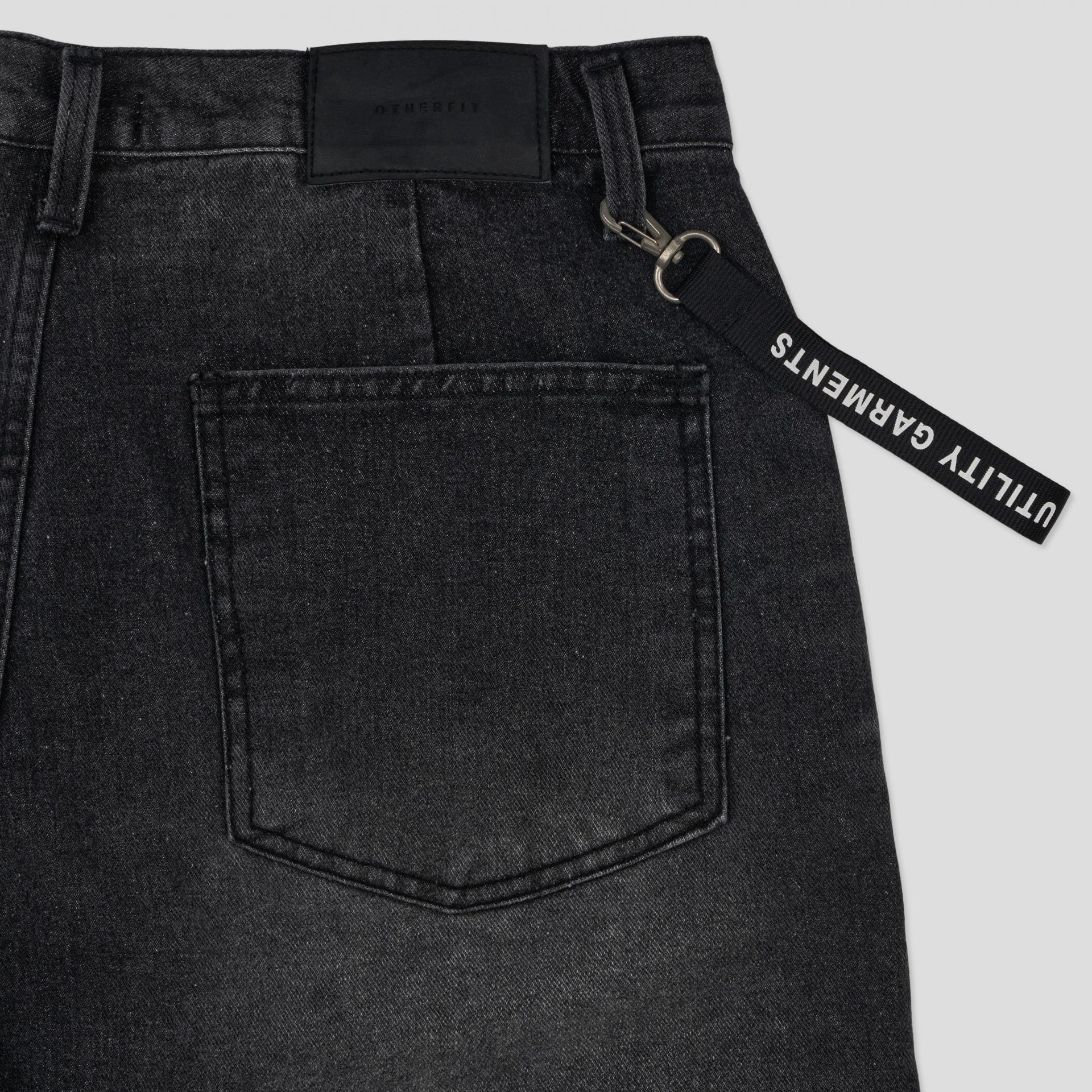 Cubic vintage denim bermuda pants