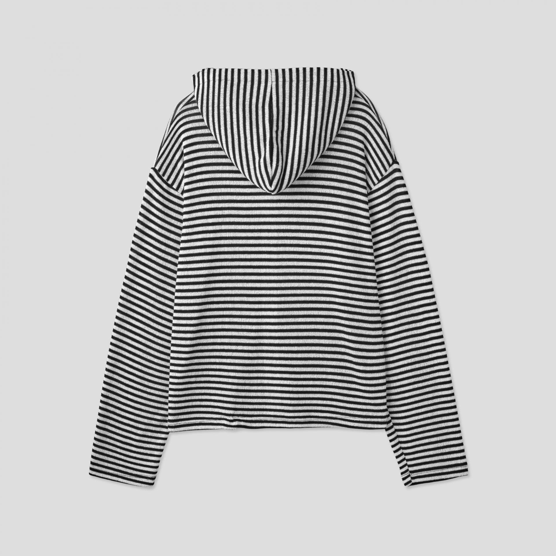 Seide stripe crop hood zip-up
