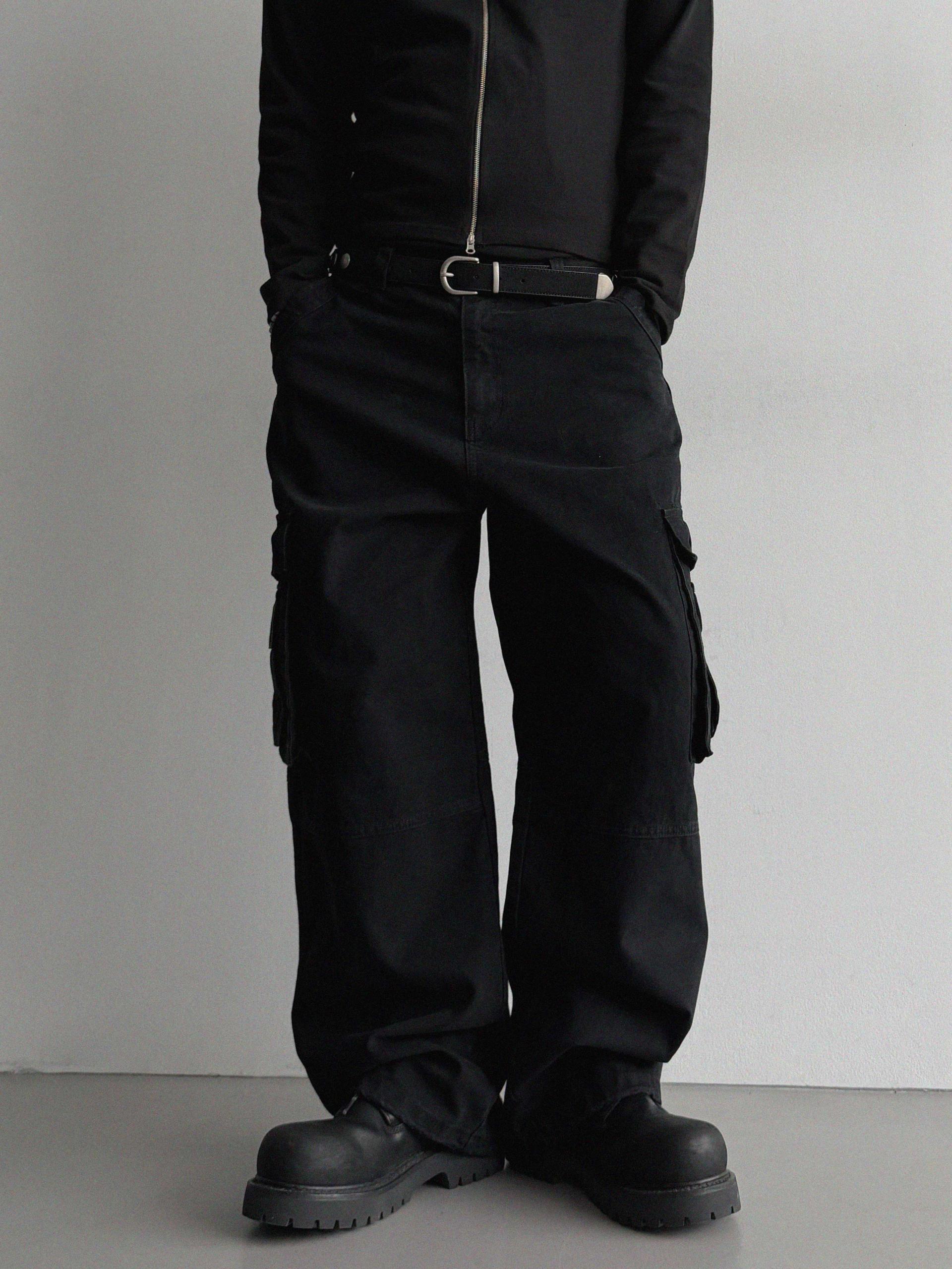 Ampty dyeing wide cargo pants