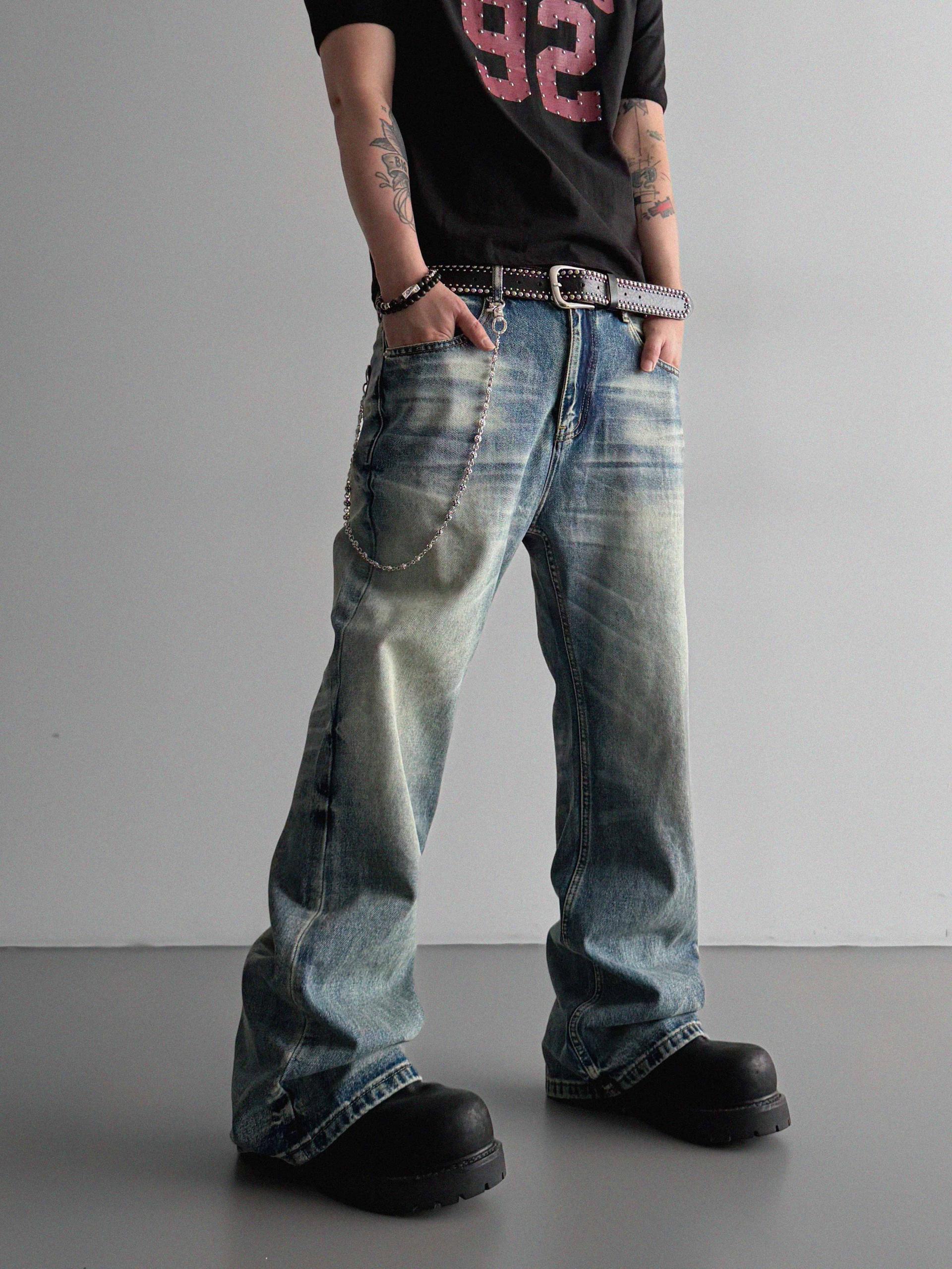 Mobe sand flare denim pants