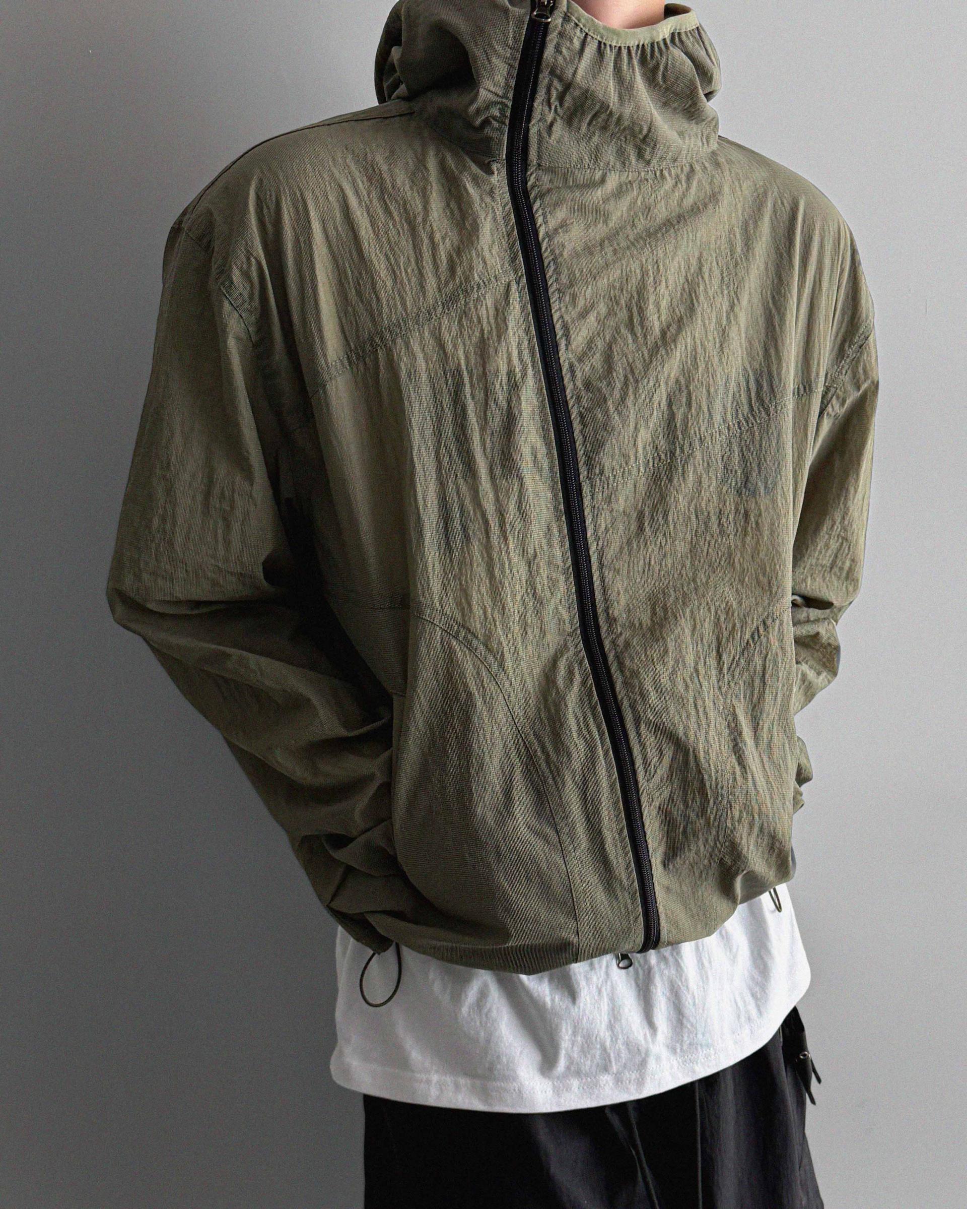 Summer diagonal zipper hood jacket