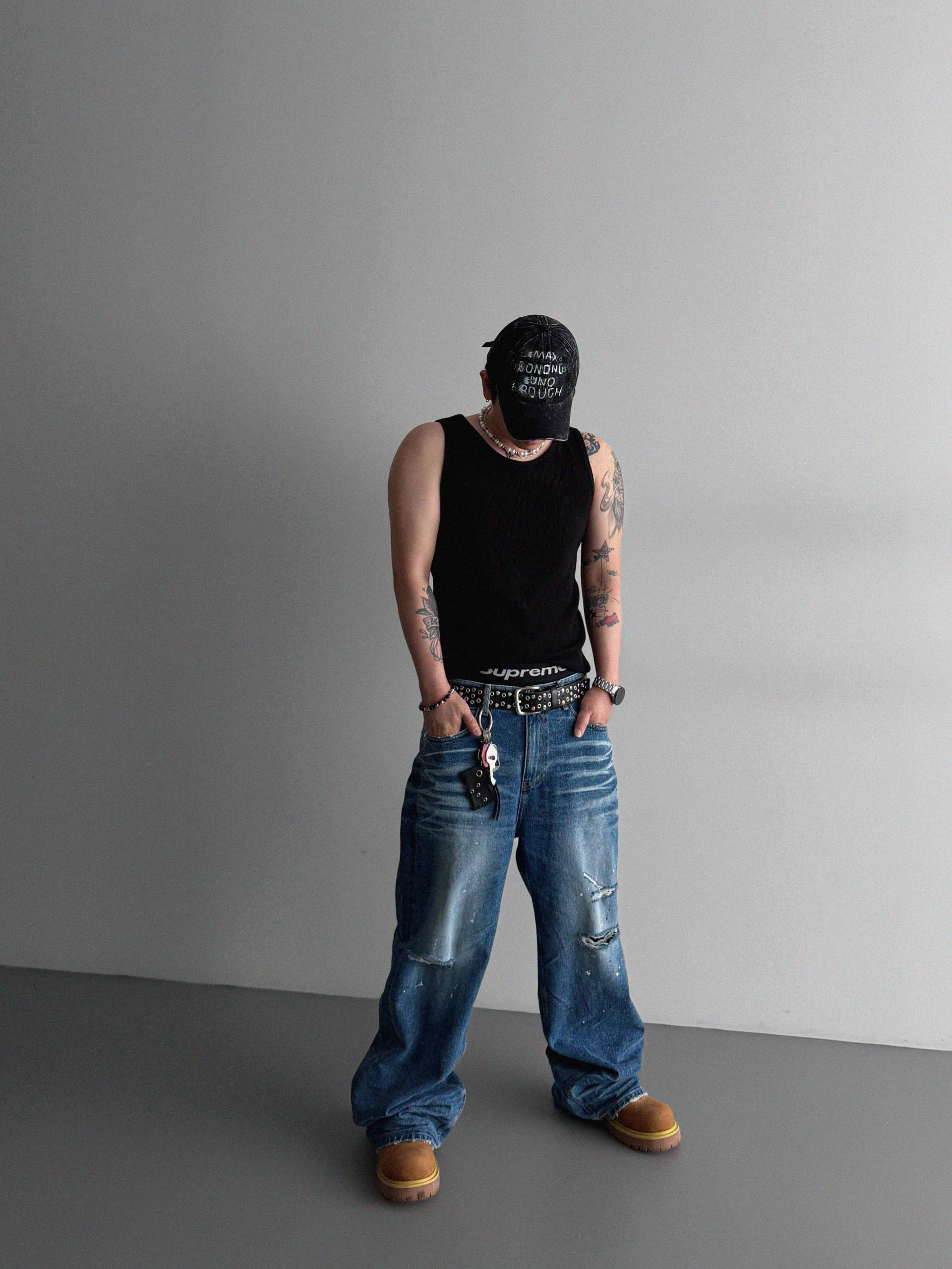 Ver-embo vintage denim pants