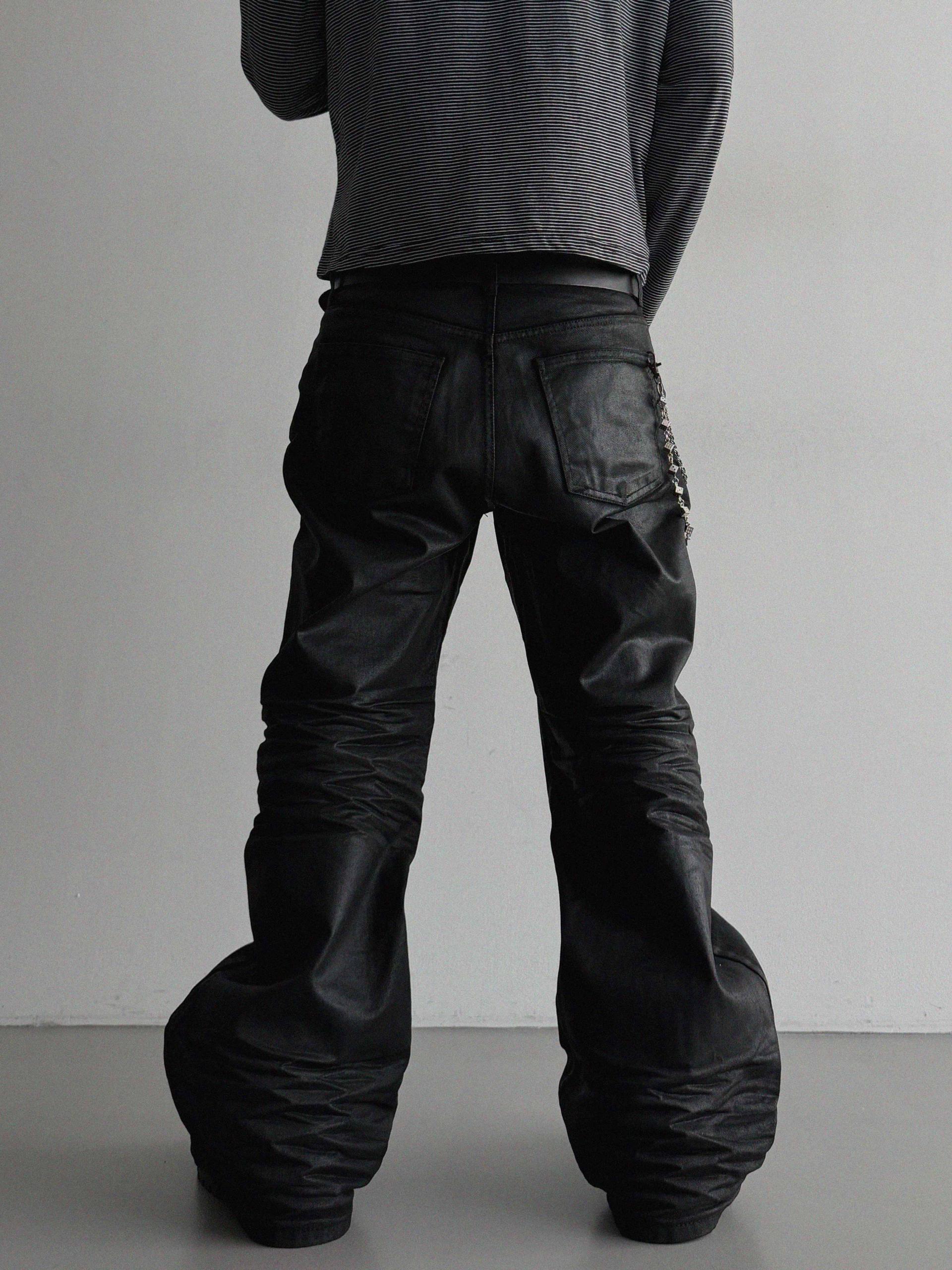 Embo coated semi flare pants