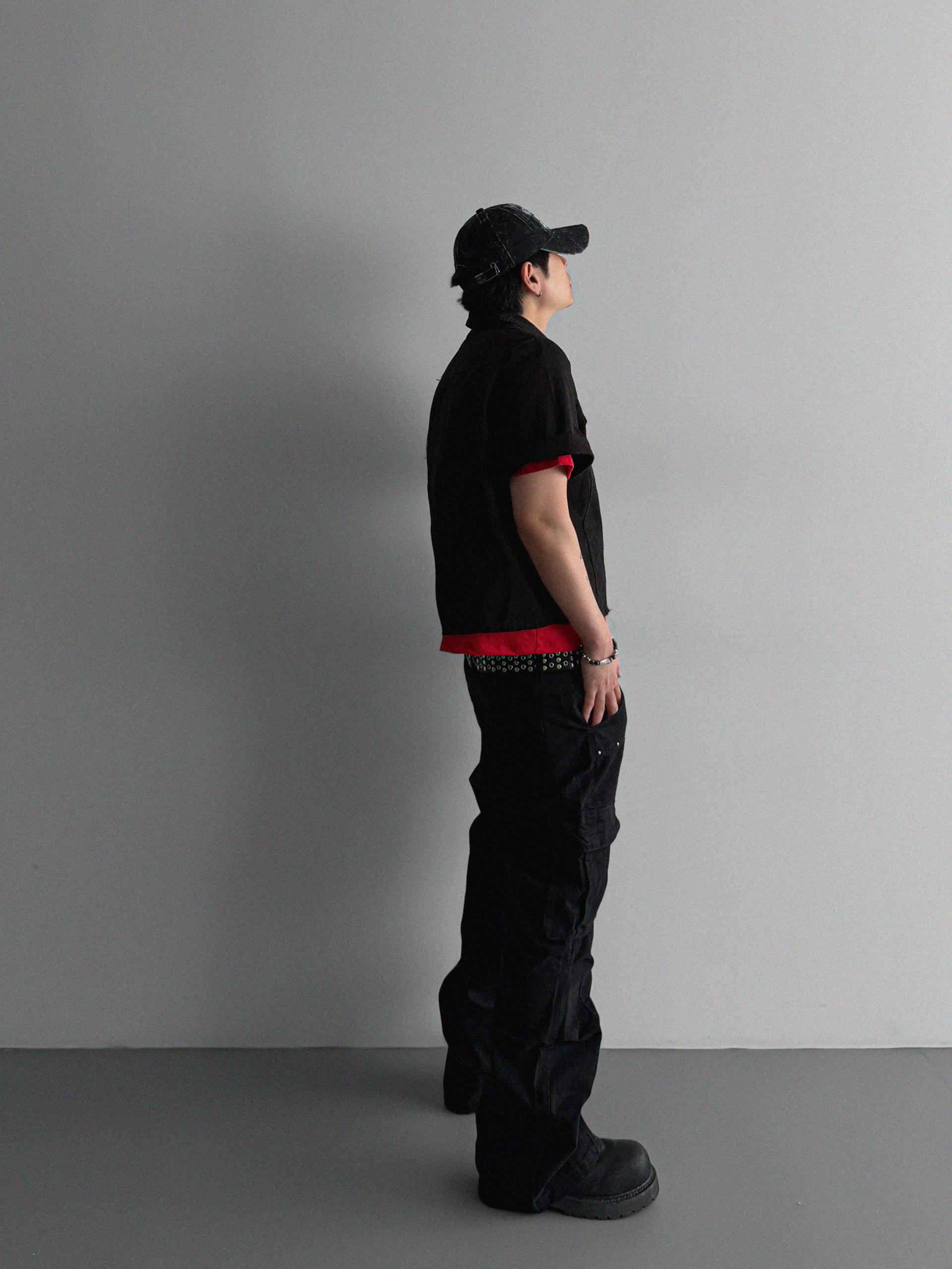 Dying stud cargo flared pants