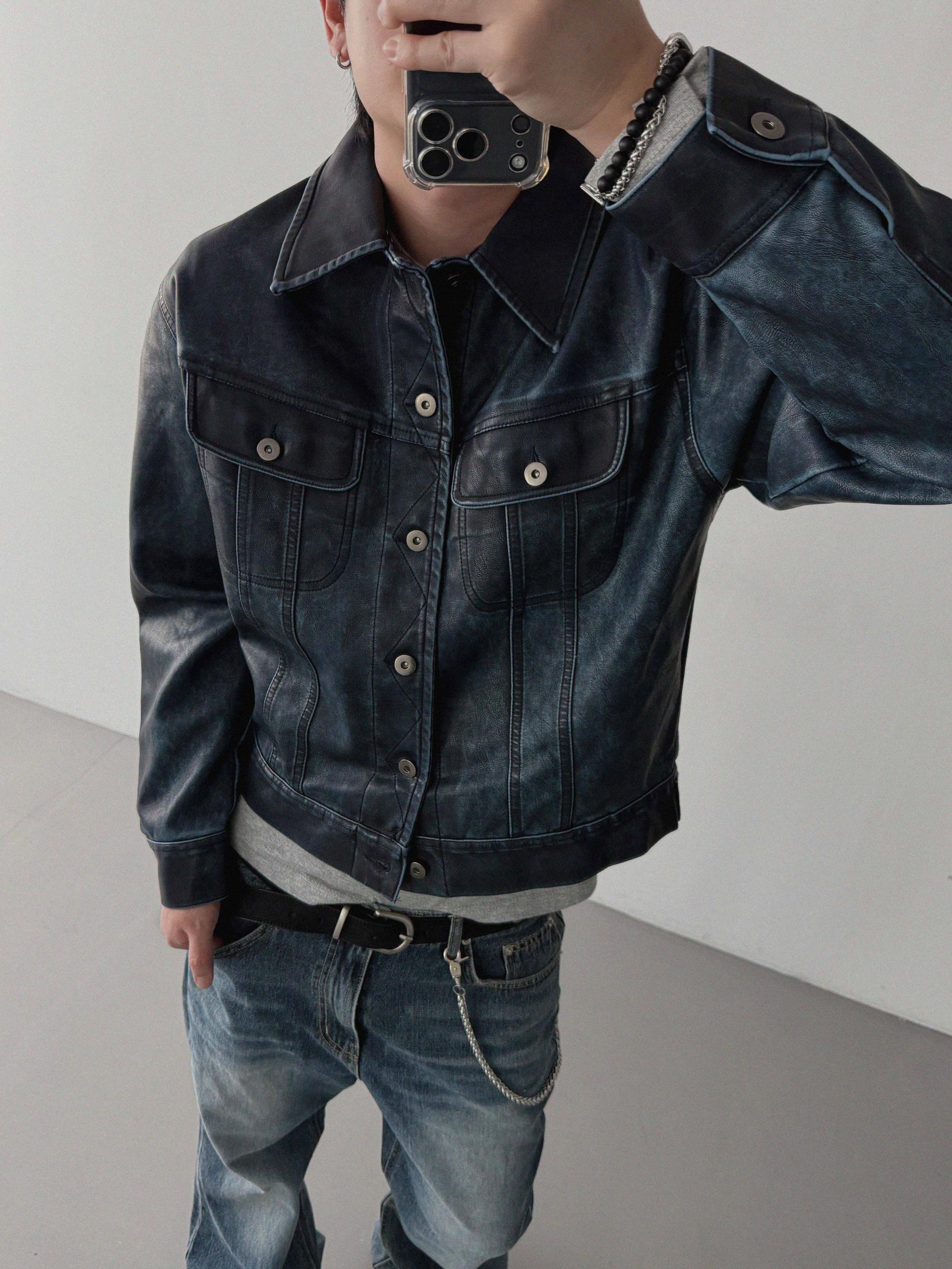 Deep brush flare denim pants
