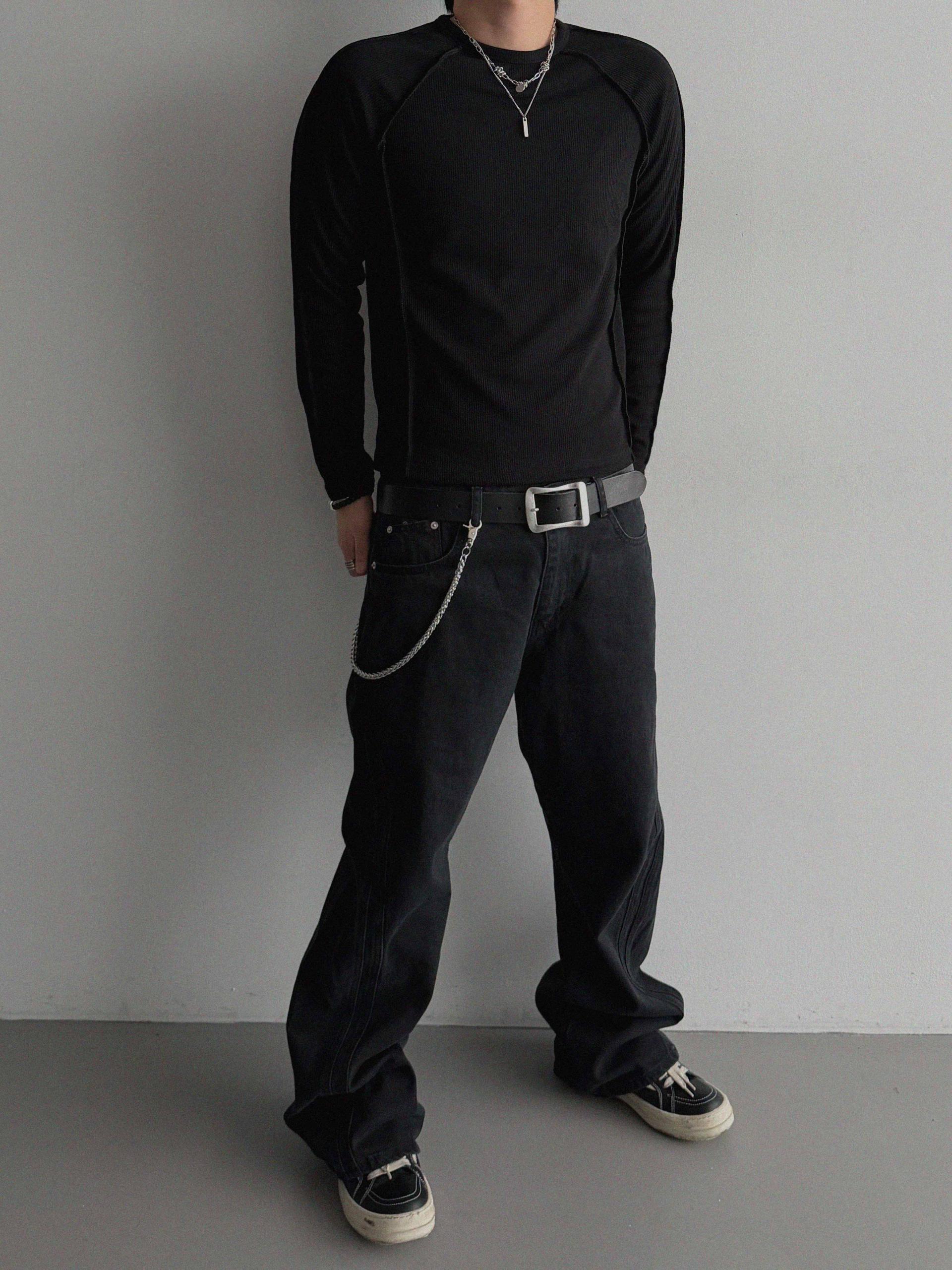 FW Double pocket curved flare pants