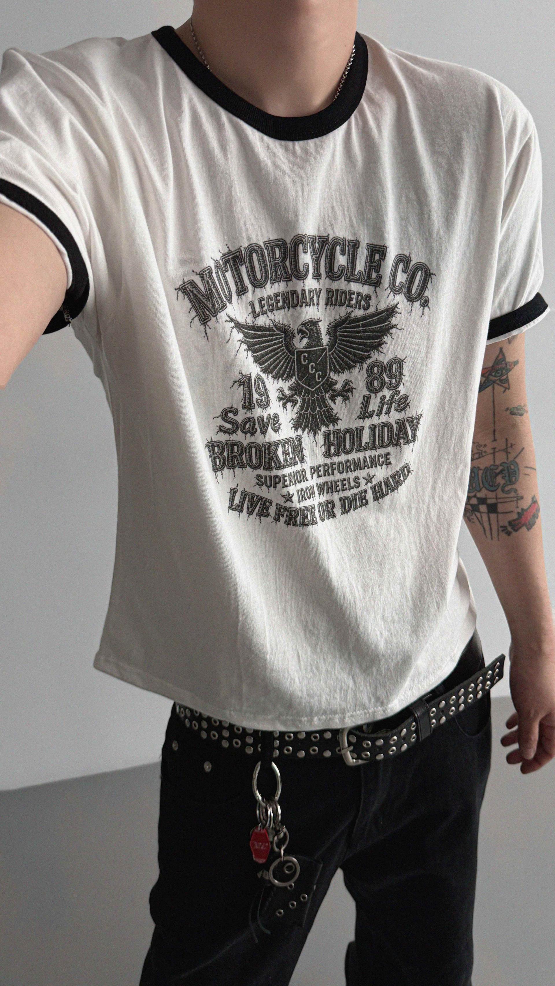 Moto ringer crop half t