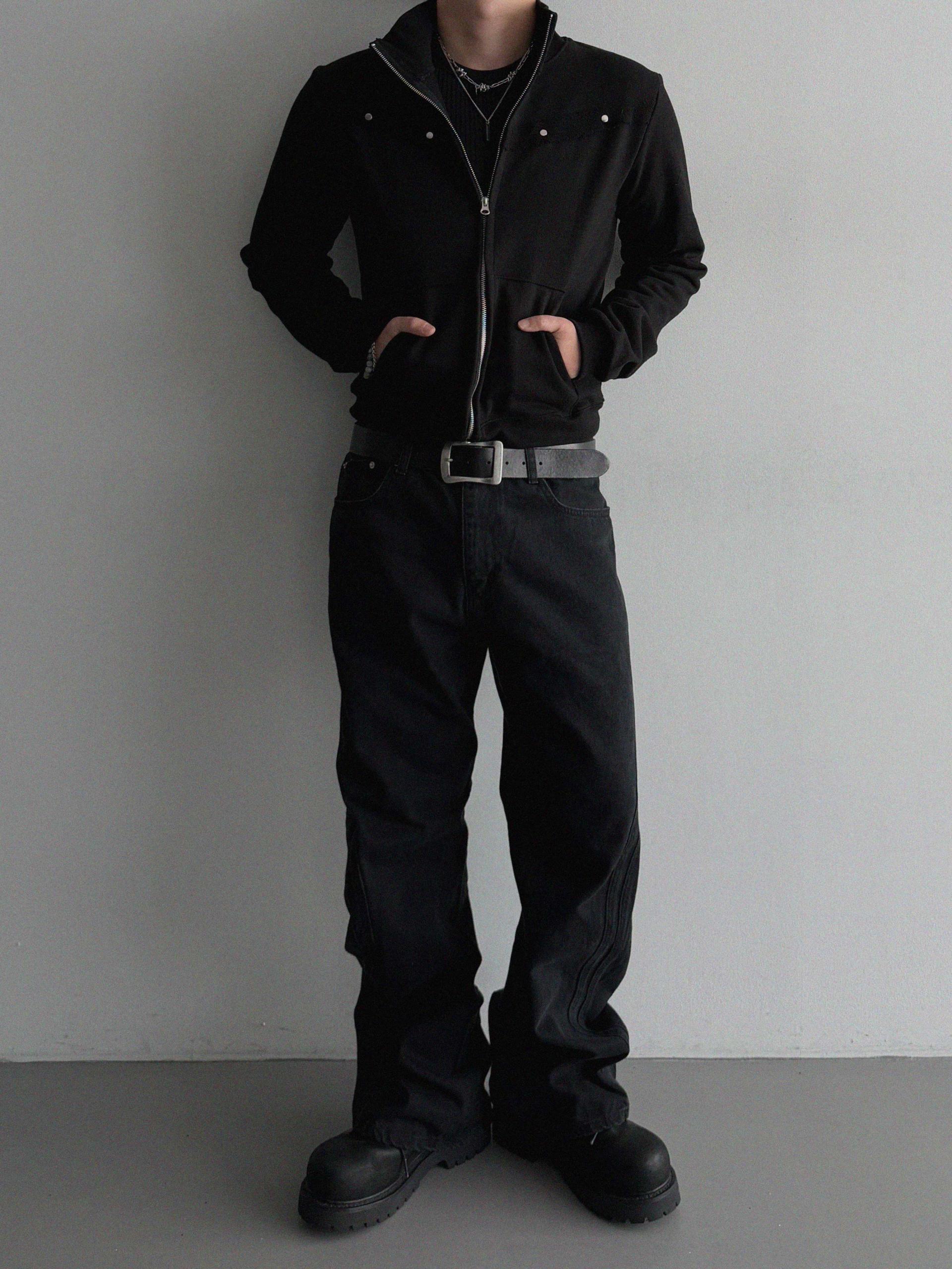 FW Double pocket curved flare pants