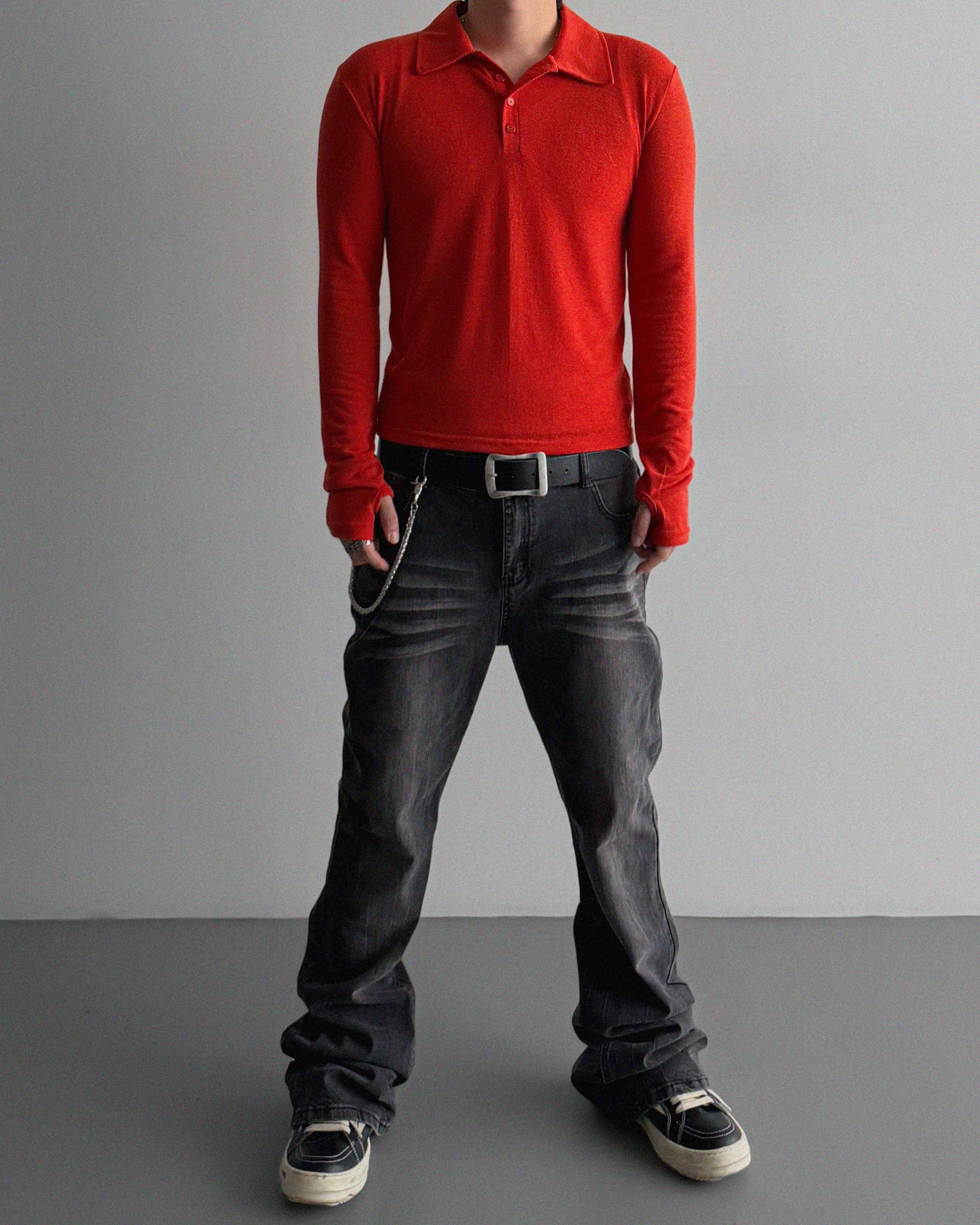 Slack sagging flare black jean