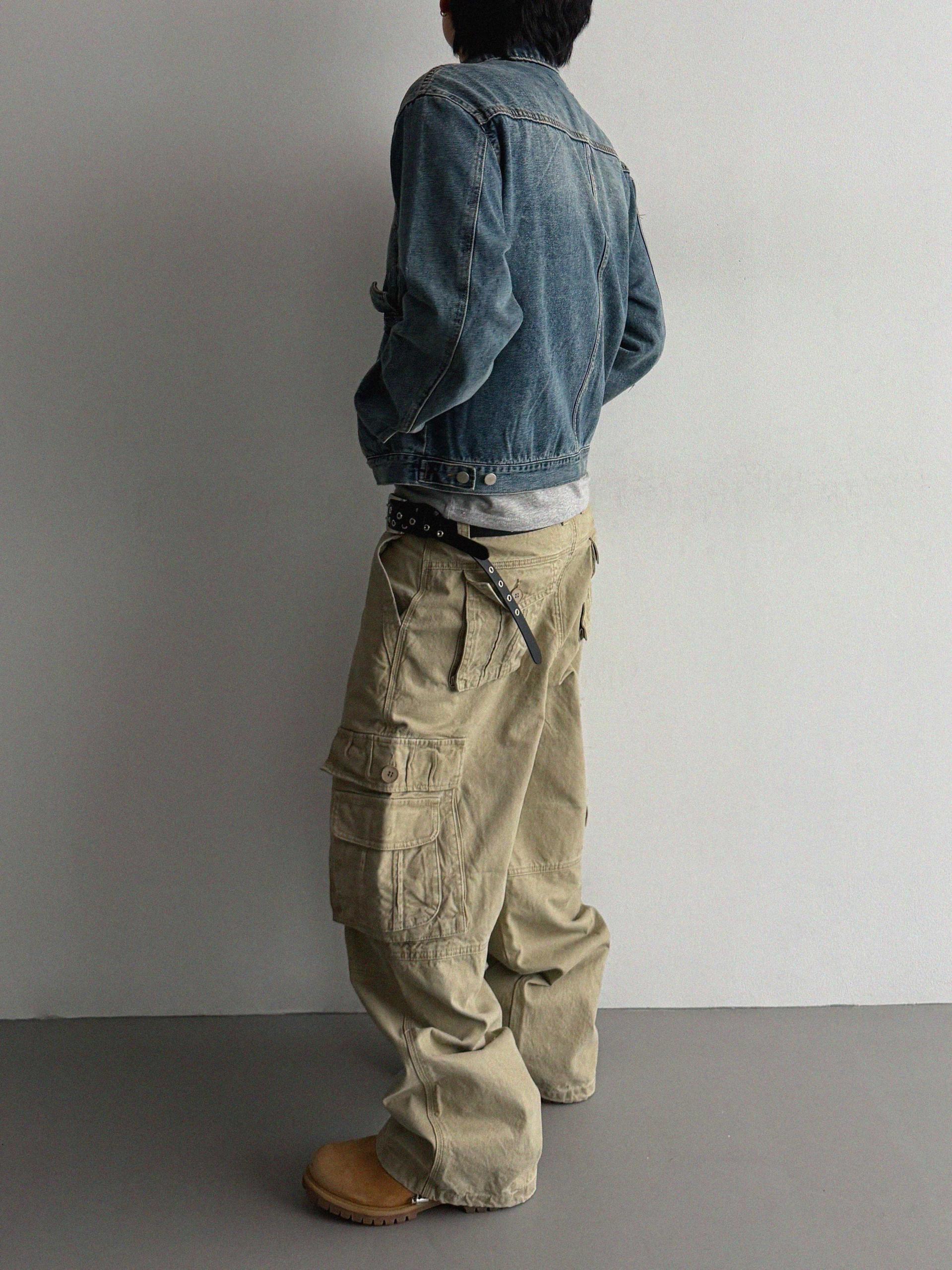 Ampty dyeing wide cargo pants