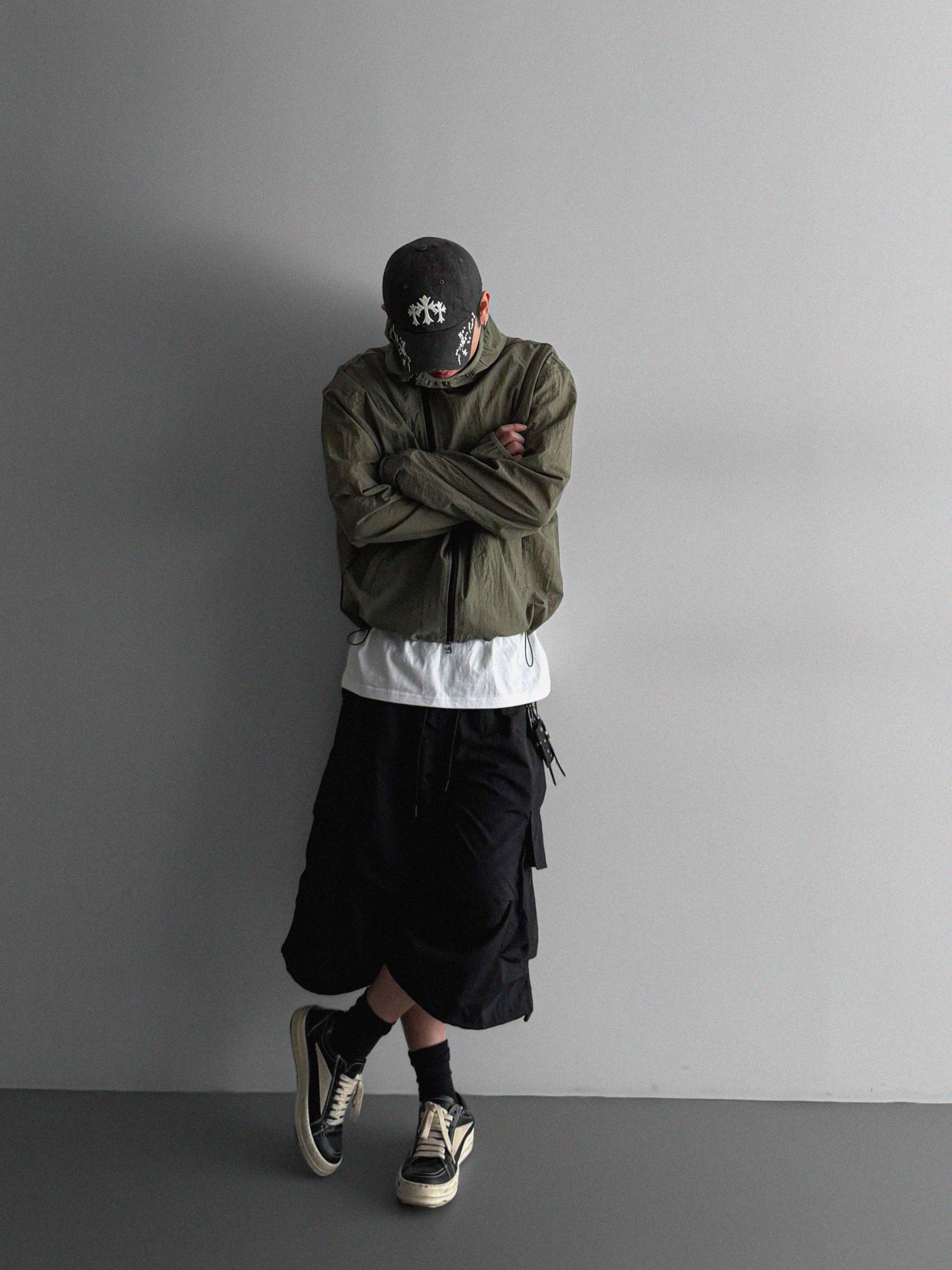 Summer diagonal zipper hood jacket