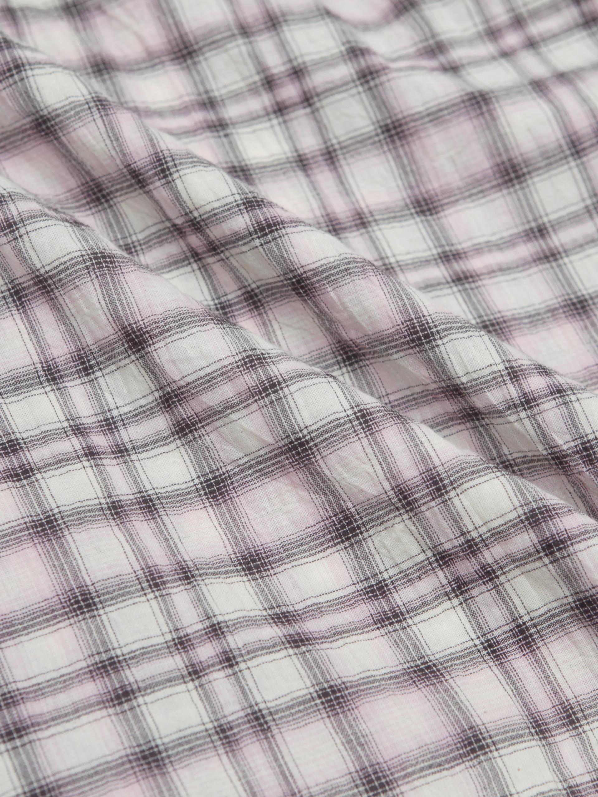 Linen two pocket crop check shirt